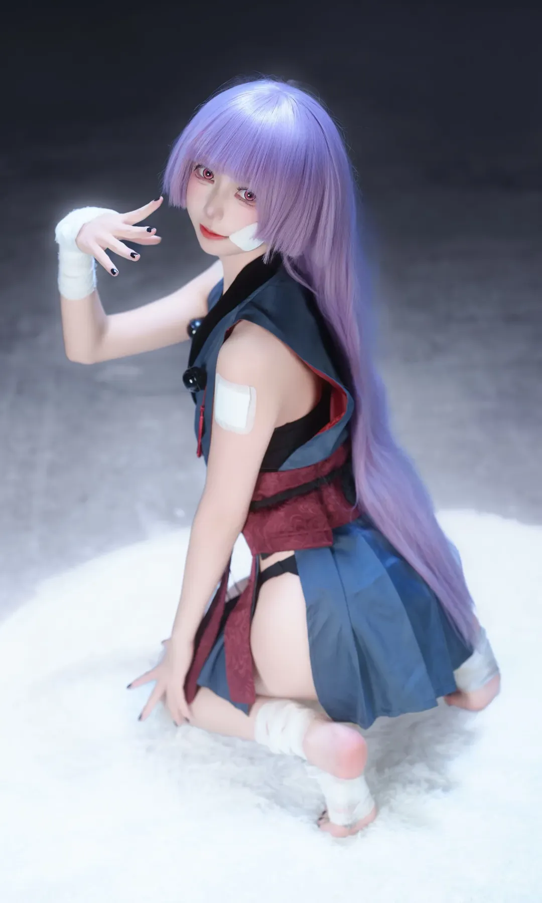 蔚蓝档案, 二次元cosplay, 箭吹棕榈cos, 绷带造型, 紫发红瞳 - 第2张