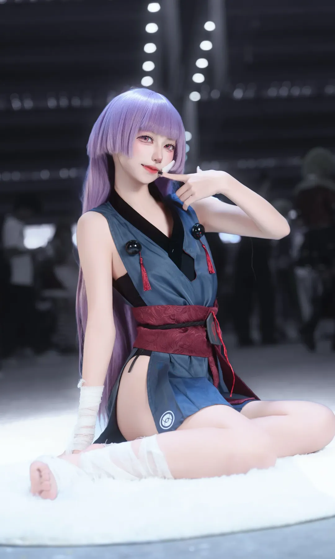 蔚蓝档案, 二次元cosplay, 箭吹棕榈cos, 绷带造型, 紫发红瞳 - 第4张