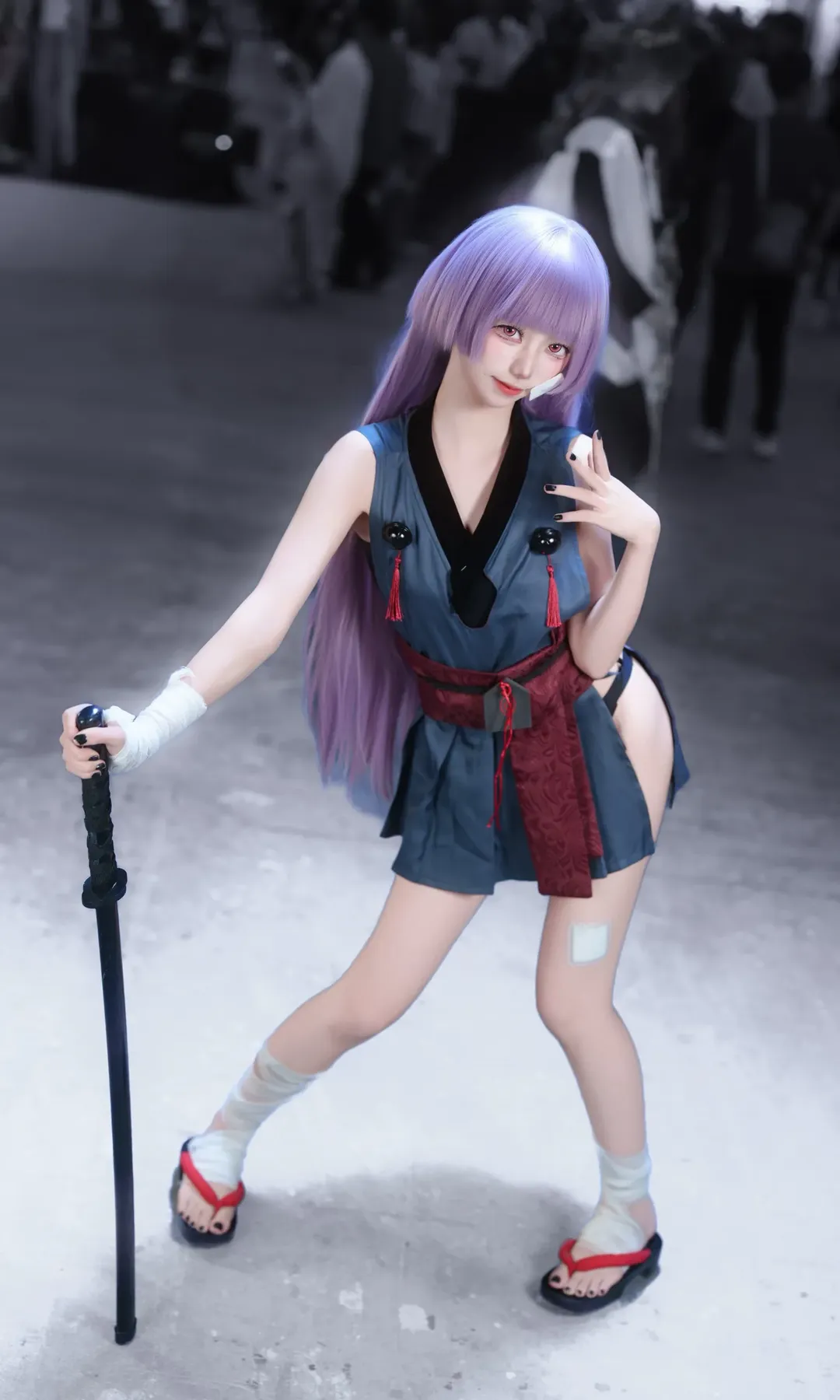 ブルーアーカイブ, 二次元コスプレ, 箭吹シュロ コスプレ, 包帯スタイル, 紫髪赤目