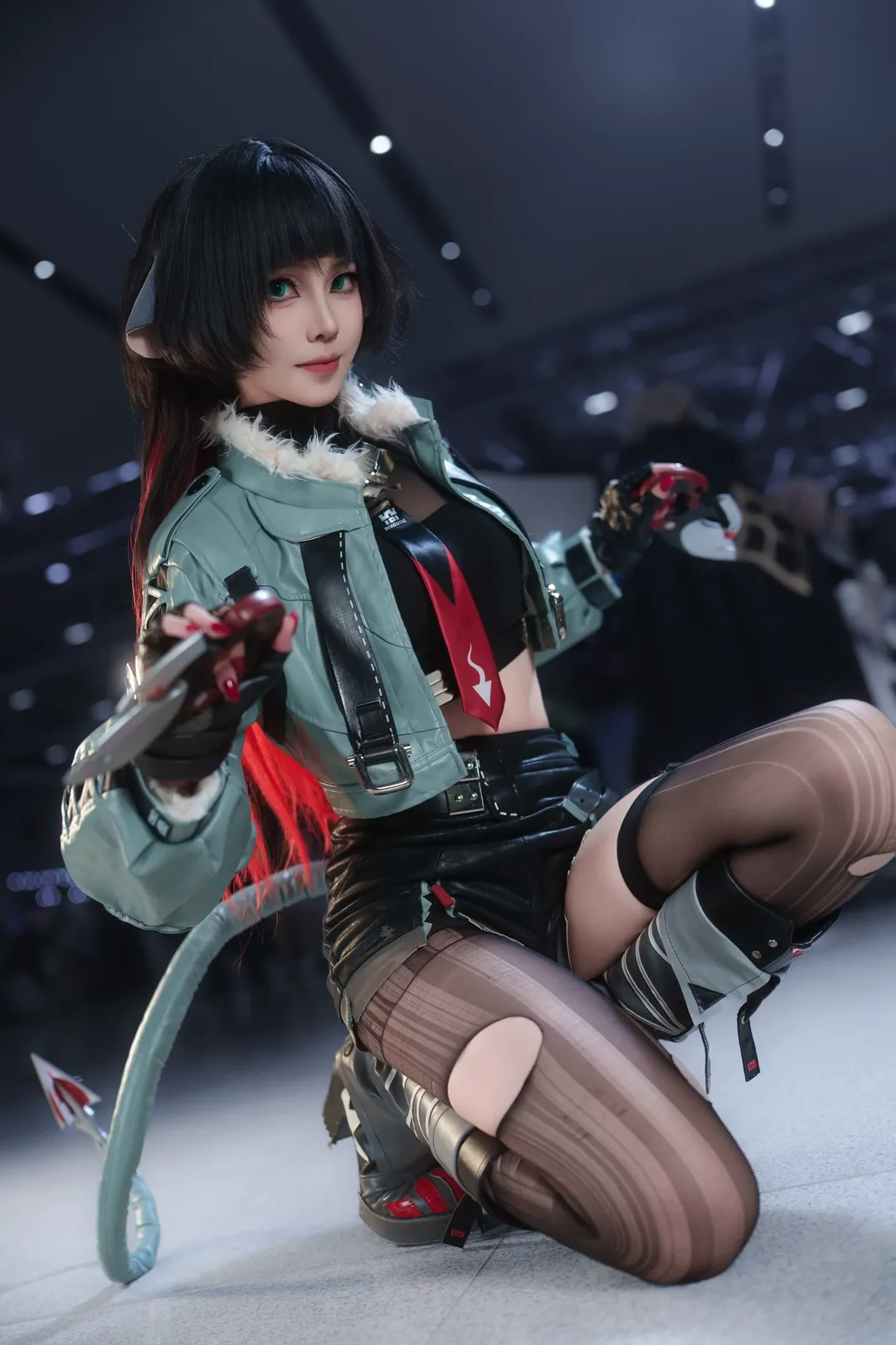 Zenless Zone Zero, Convention photos, Combat style cosplay, Jane Doe cosplay, Striped stockings outfit - Image 1
