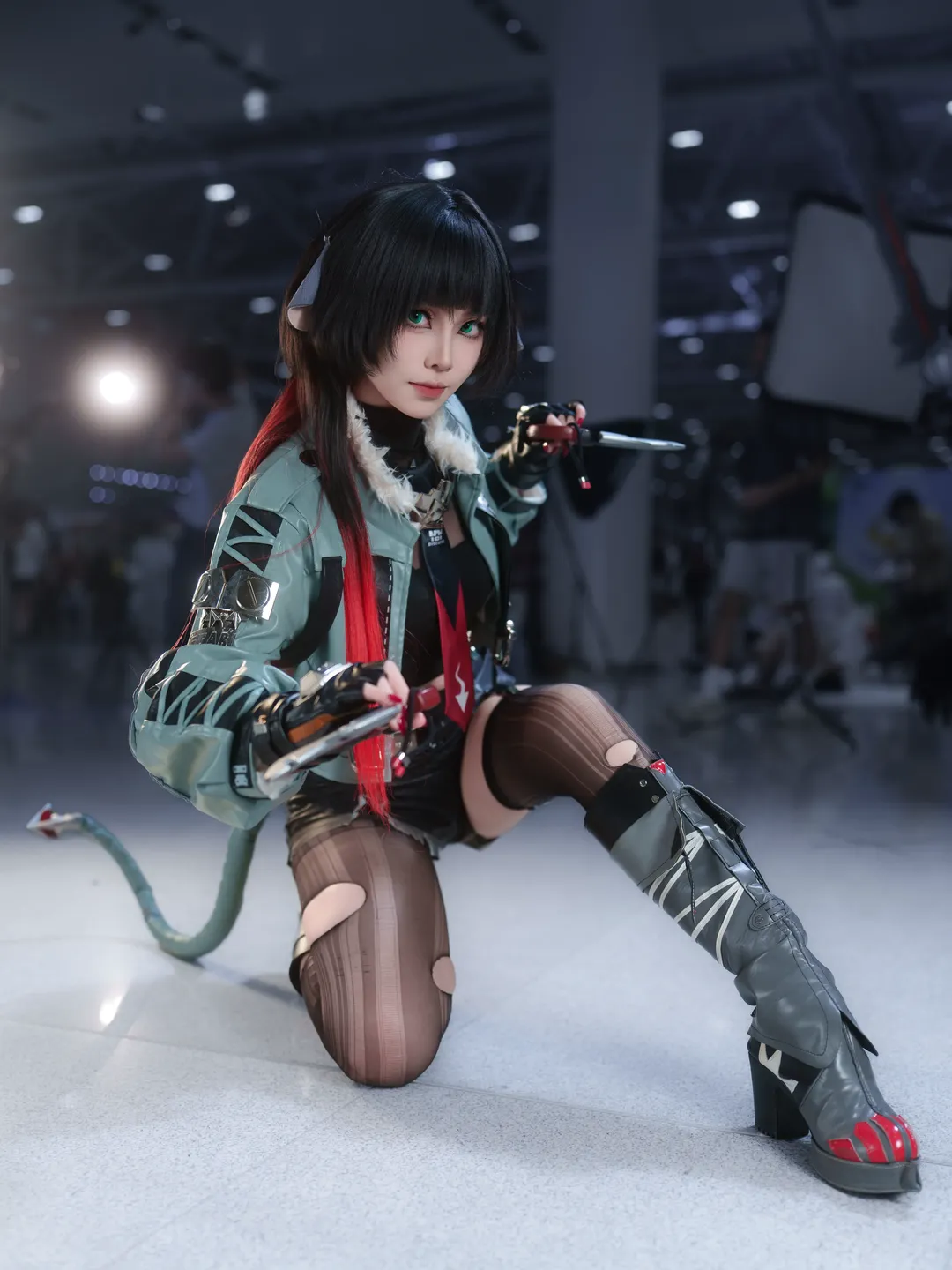 Zenless Zone Zero, Convention photos, Combat style cosplay, Jane Doe cosplay, Striped stockings outfit - Image 2