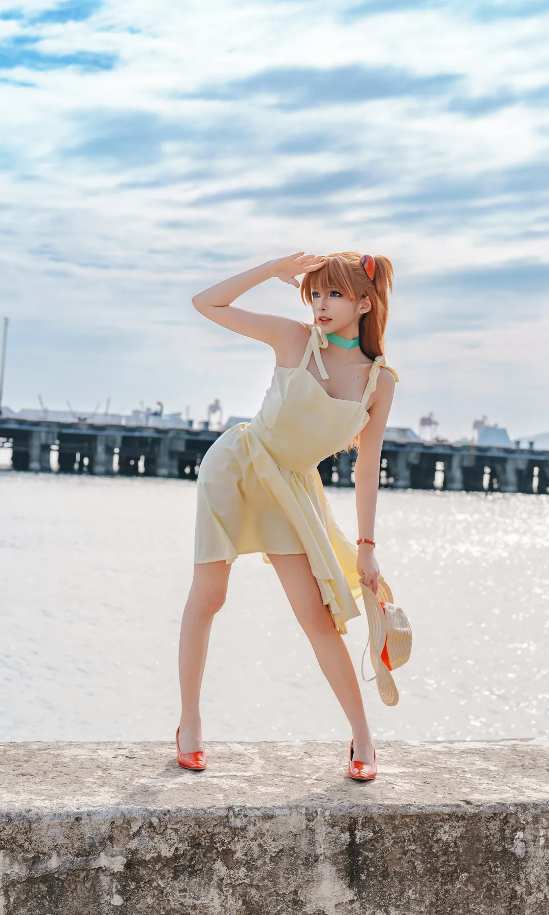 Beach photography, Summer outfit, Asuka Cosplay, Neon Genesis Evangelion, Anime recreation - Image 1