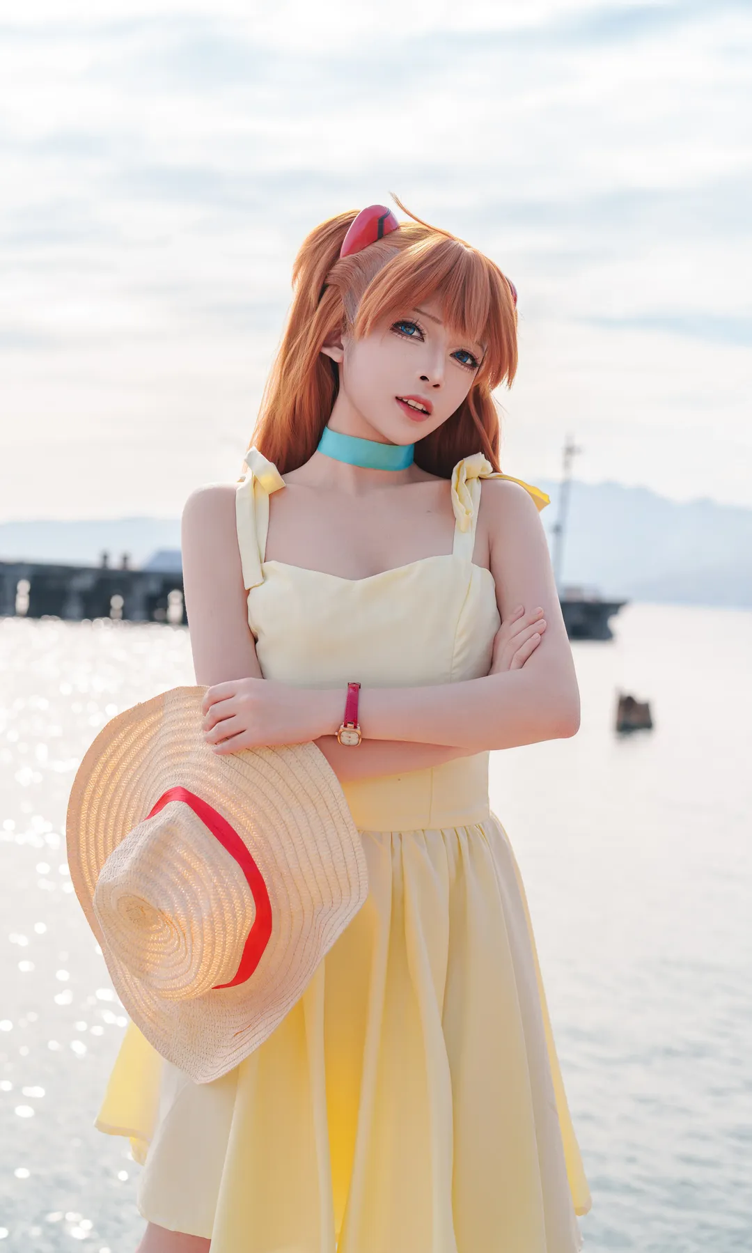 海边摄影, 夏日穿搭, 明日香cos, 新世纪福音战士, 动漫还原