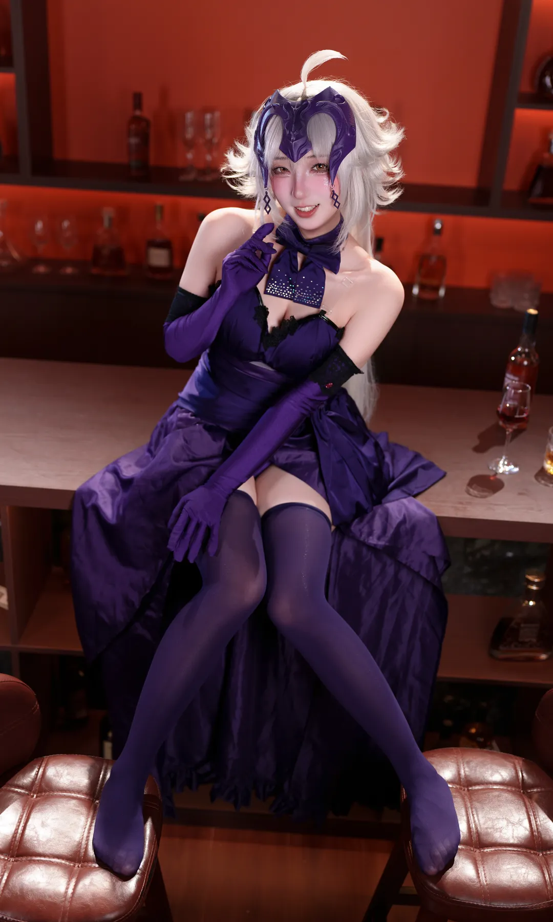 Fate/Grand Order, 黑贞德cos, 醉贞, cosplay摄影, 紫色丝袜