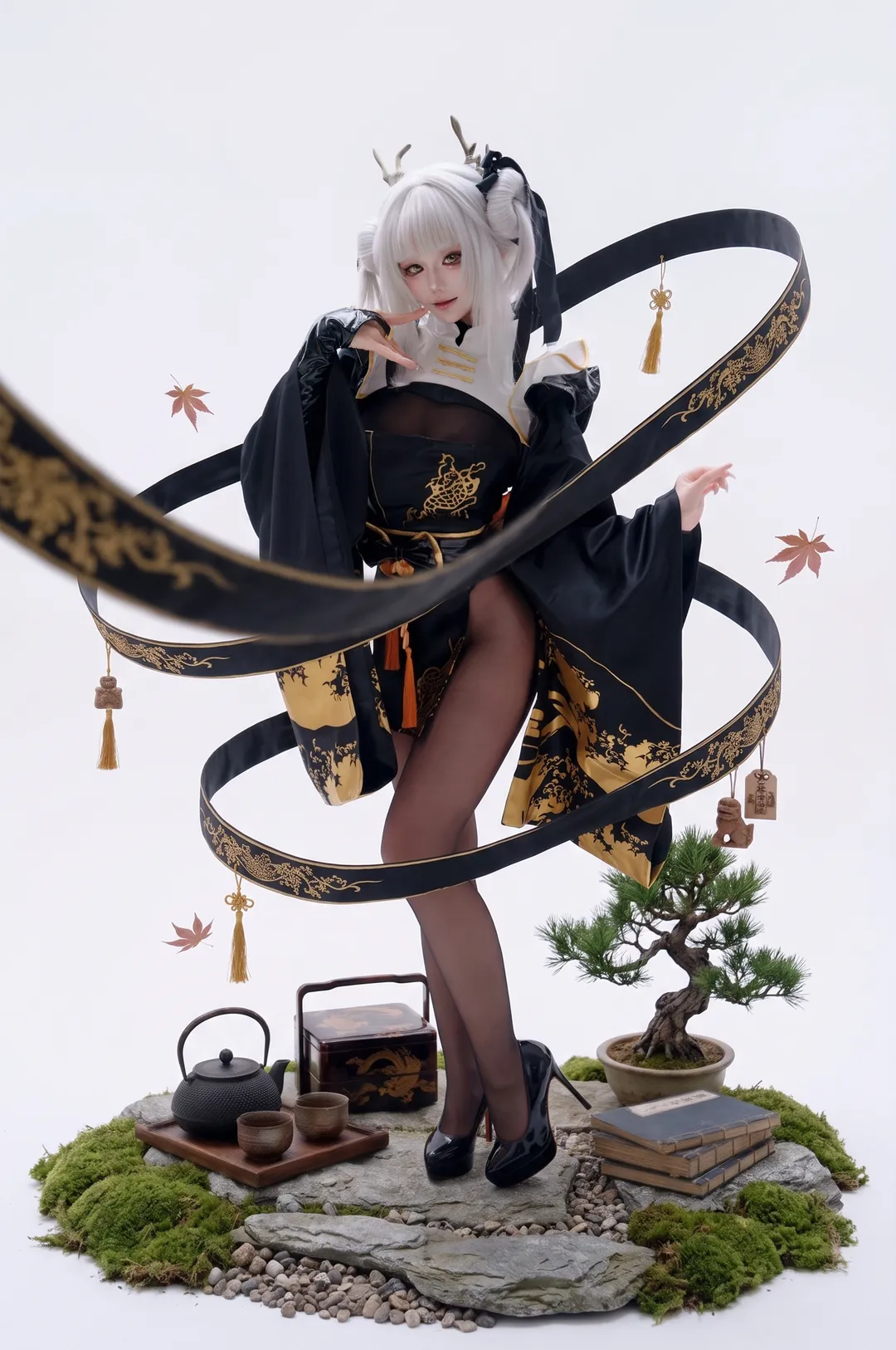 白兔布兰儿cos, 和风摄影, 二次元cosplay, 黑丝穿搭, Nikke