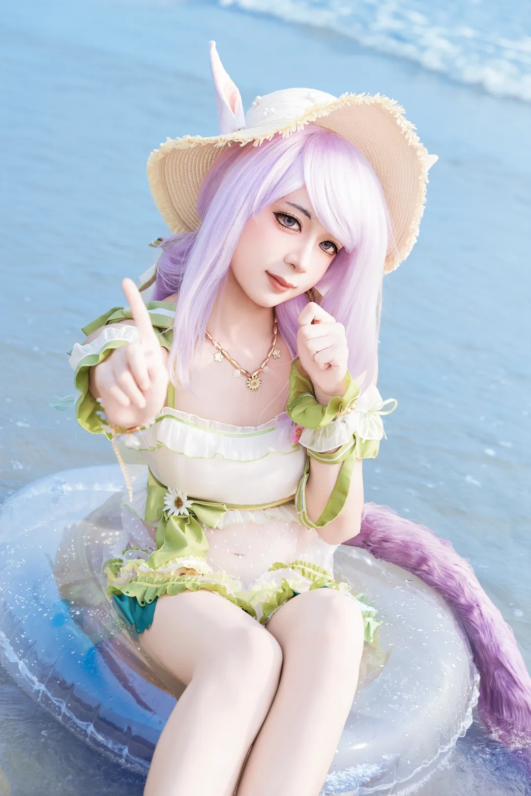 二次元少女, 海边写真, 赛马娘, 目白麦昆cos, 水着cos - 第2张