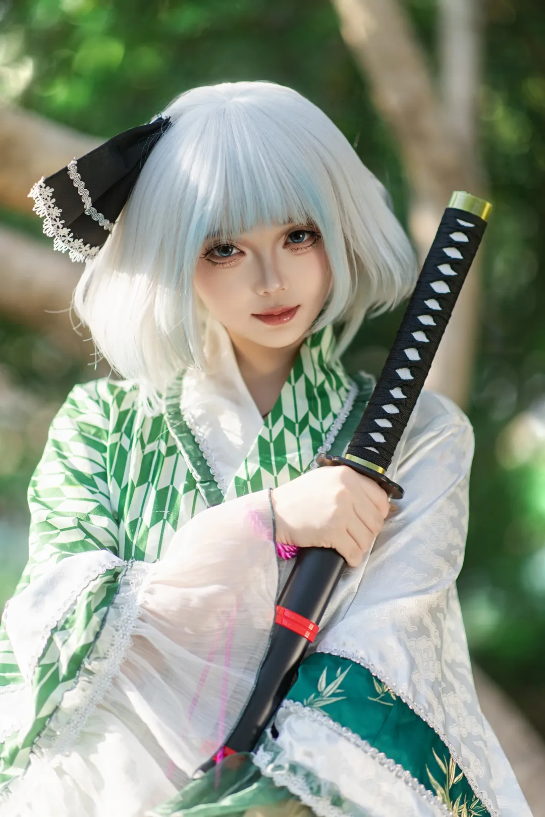东方Project, 魂魄妖梦cos, 二次元cos, 刀剑道具, 户外森林 - 第3张
