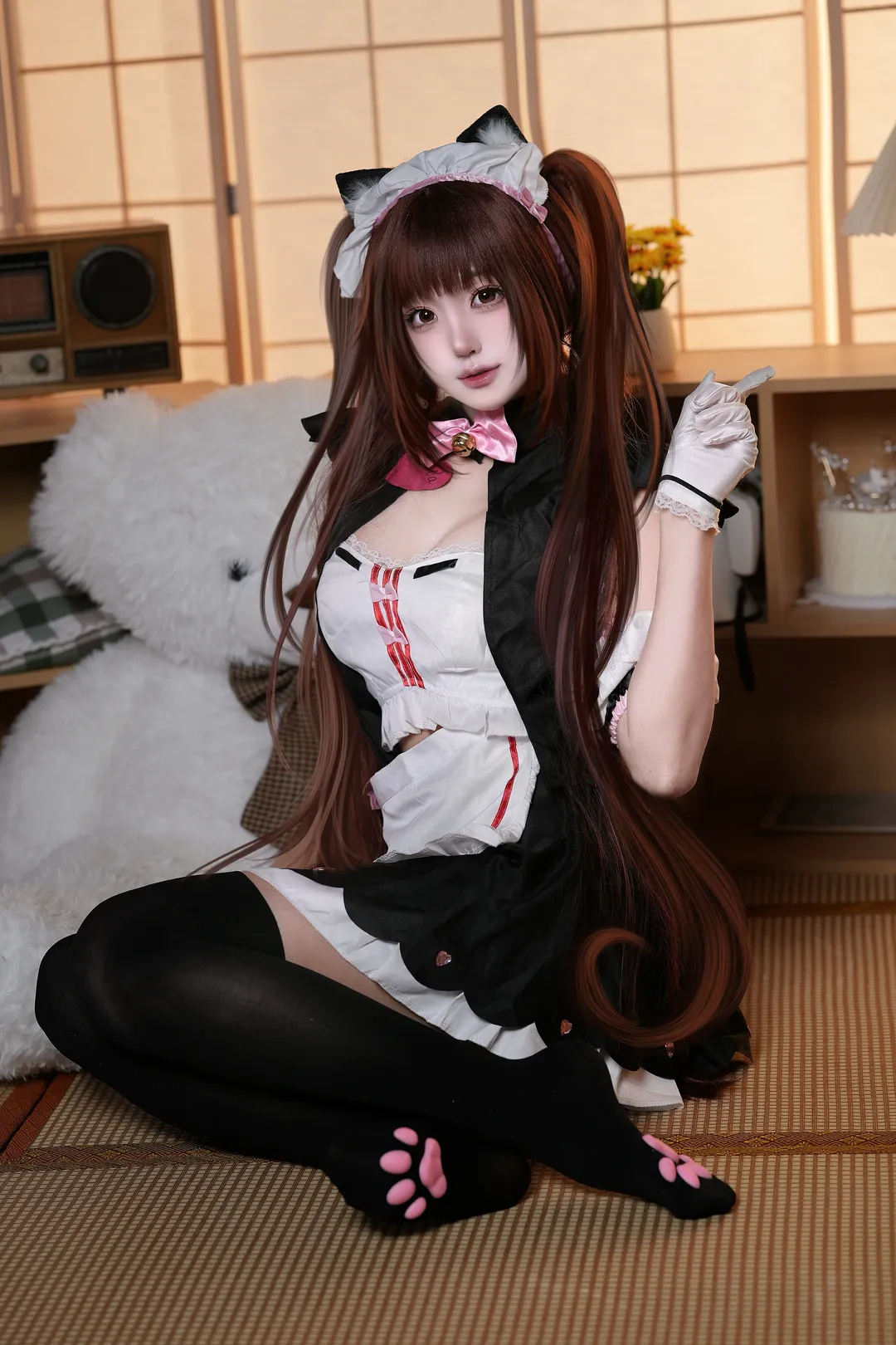 女仆装, 黑丝穿搭, 巧克力cos, 猫娘乐园, 猫爪袜 - 第4张