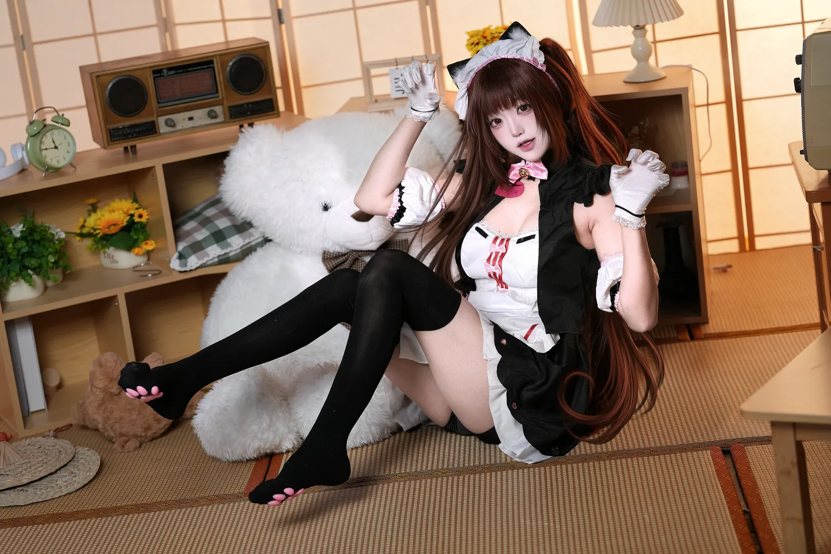 女仆装, 黑丝穿搭, 巧克力cos, 猫娘乐园, 猫爪袜 - 第6张
