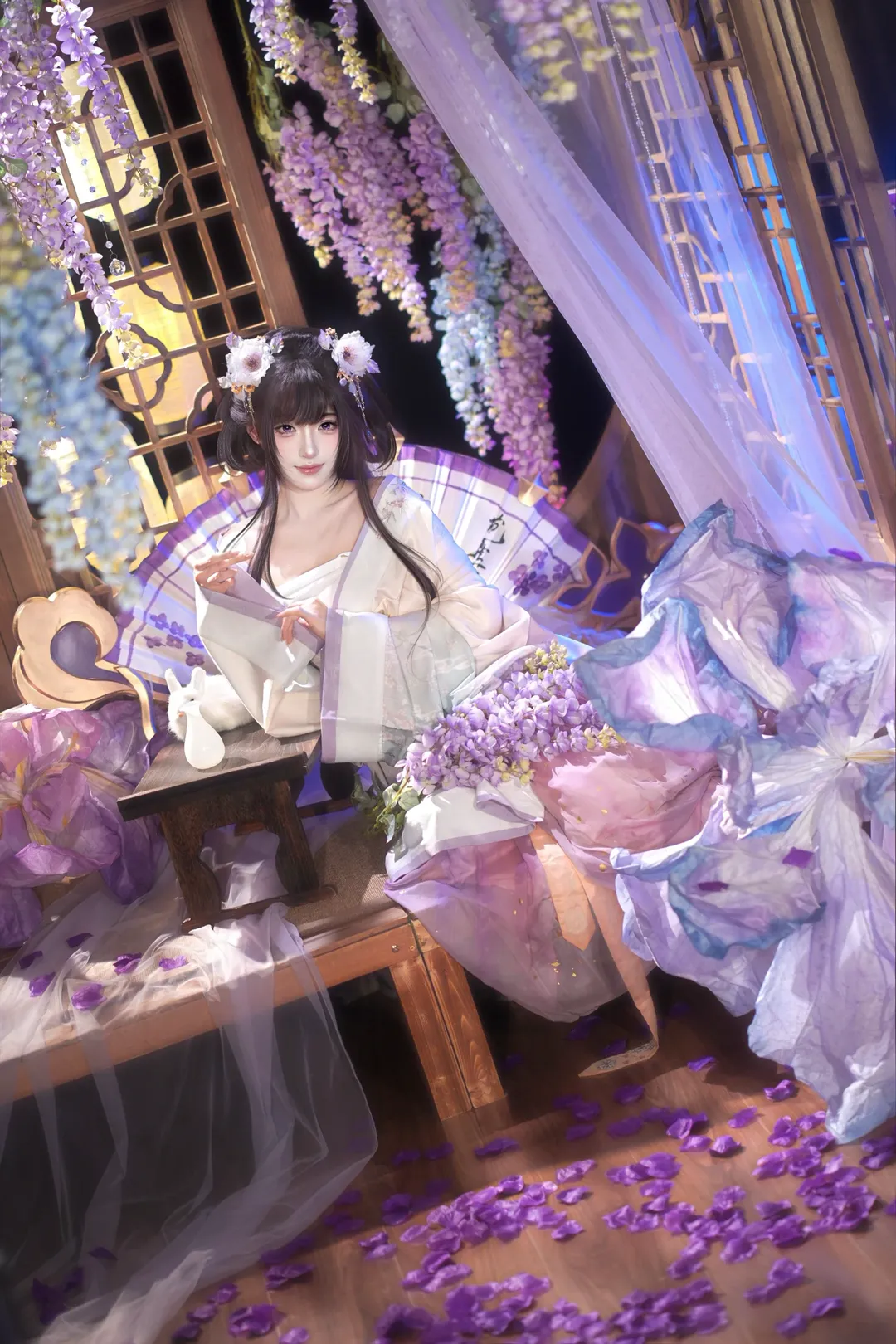 Honor of Kings, Traditional style cosplay, Xiao Qiao Cosplay, Dingxiangjie headcanon, Wisteria photoshoot