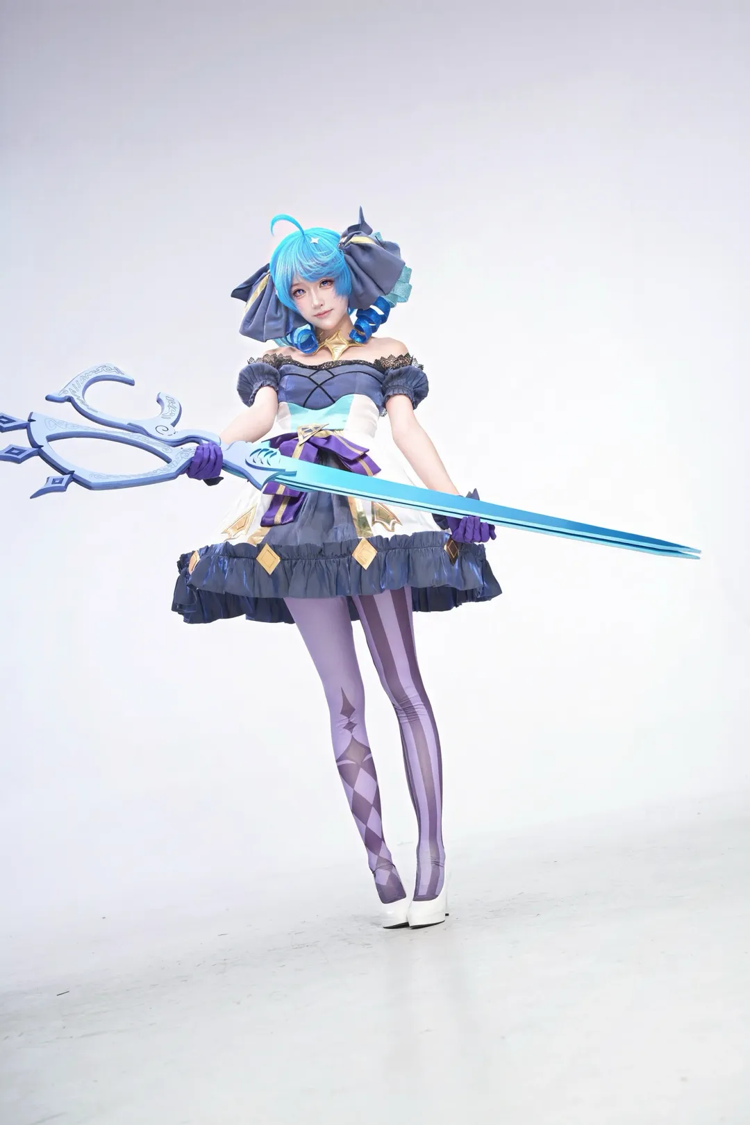 cosplay, 英雄联盟, 格温cos, 紫色丝袜, 动态感正片 - 第2张
