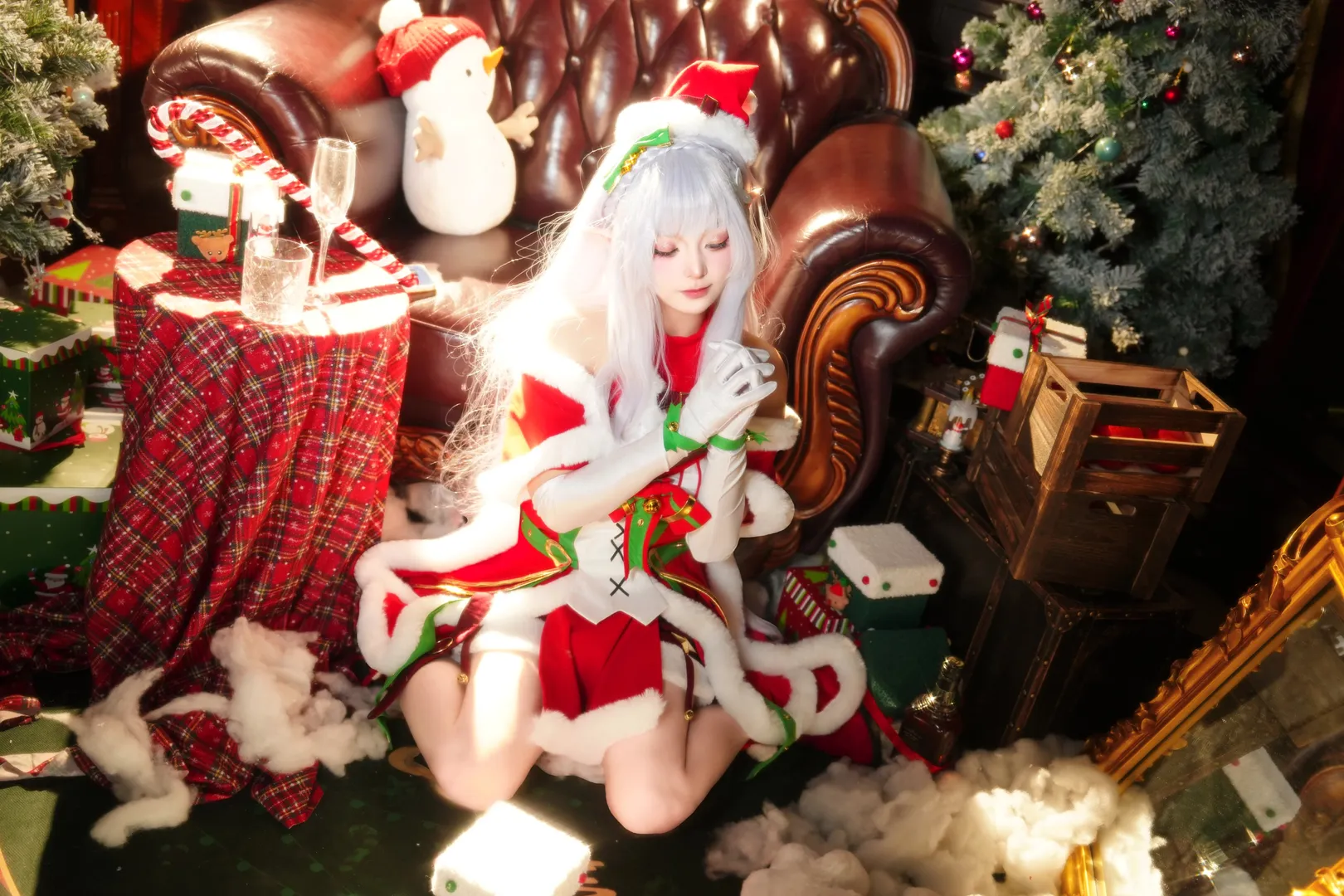 从零开始的异世界生活, 爱蜜莉雅cos, 精灵耳, 圣诞cosplay, 白色丝袜 - 第3张