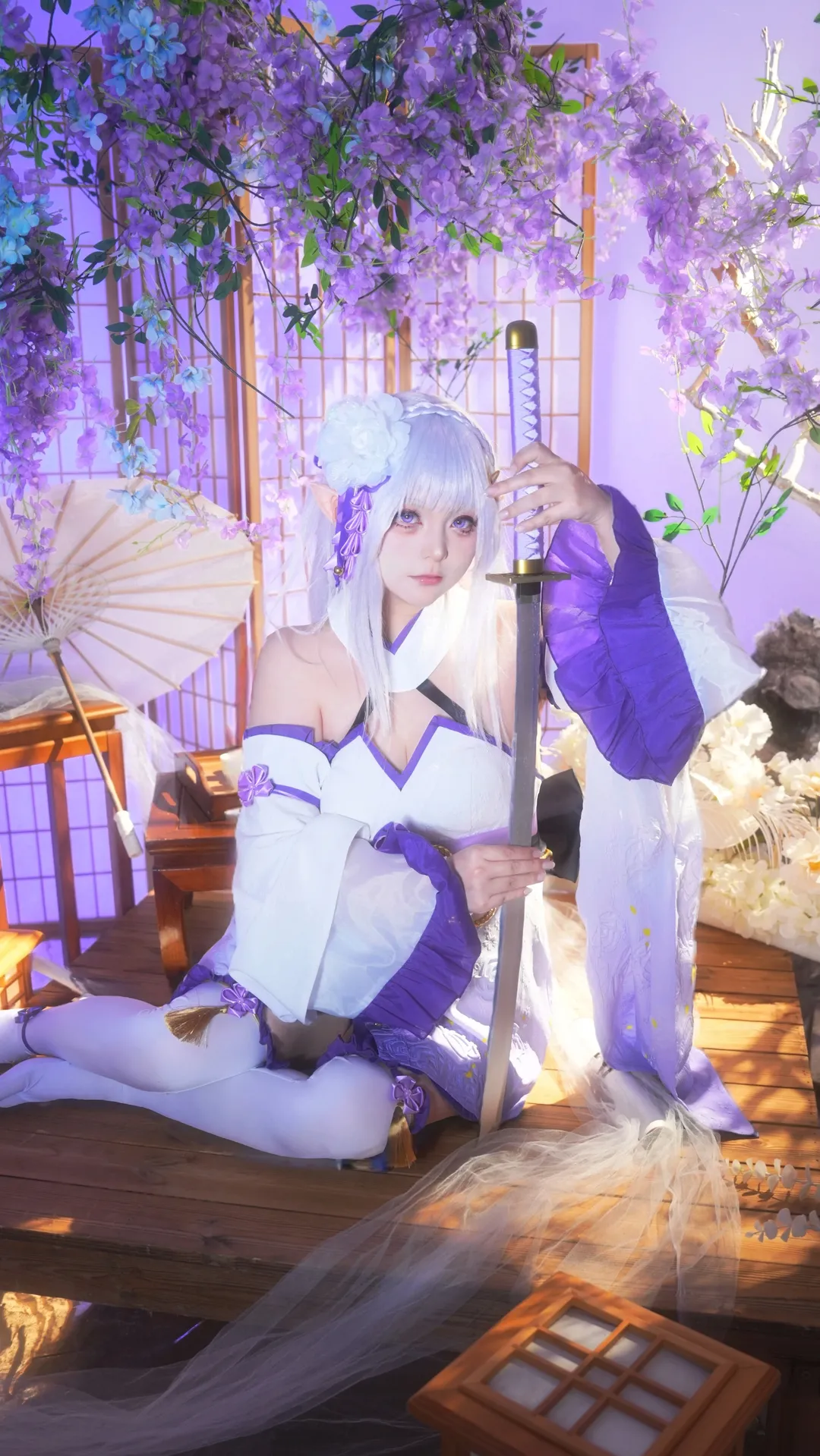 从零开始的异世界生活, 和风cos, 爱蜜莉雅cos, 白丝, 精灵耳cosplay