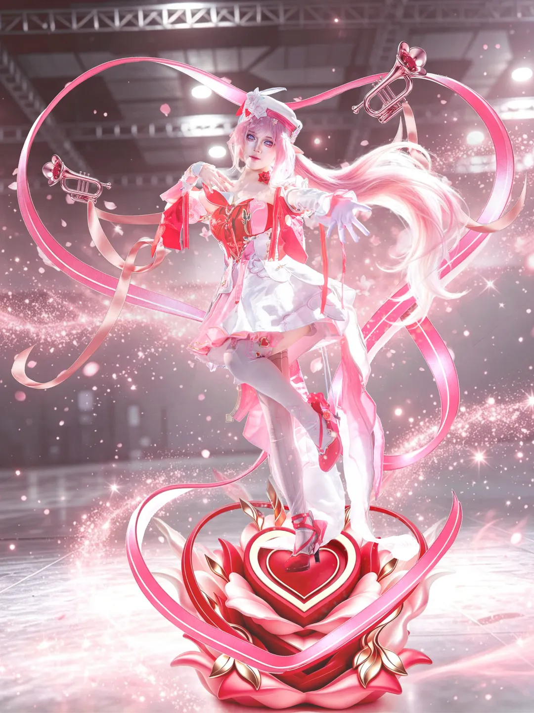爱莉希雅cos, 崩坏3, 粉色长发, cosplay摄影, 白色丝袜