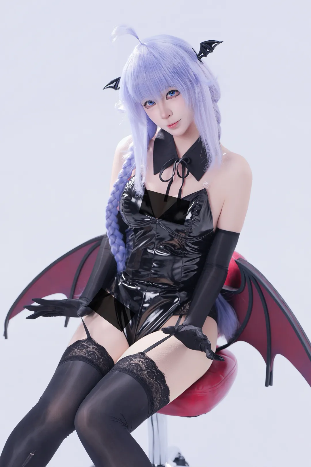 洛琪希cos, 无职转生, 漆皮紧身衣, 黑色吊带袜cosplay, 暗黑小恶魔