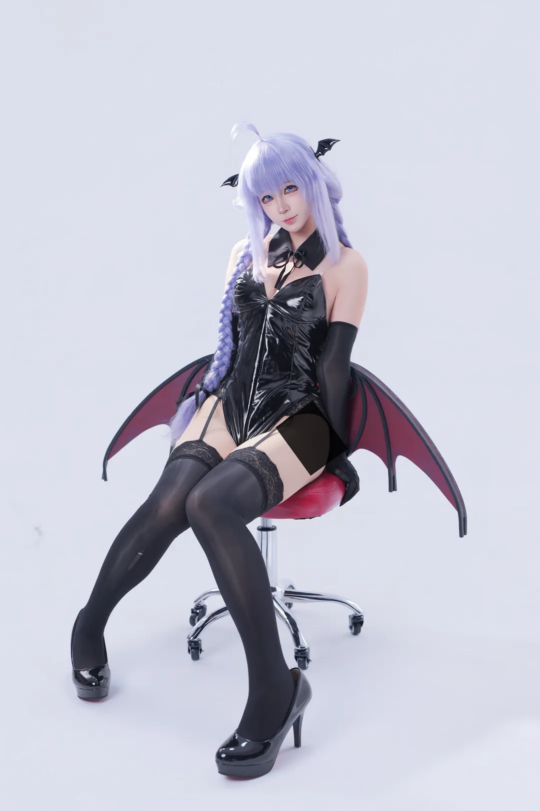 洛琪希cos, 无职转生, 漆皮紧身衣, 黑色吊带袜cosplay, 暗黑小恶魔 - 第2张