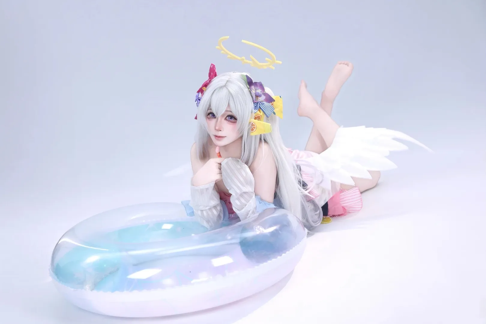 cosplay, 白毛, 天使光环, 水梓cos, 透明泳圈 - 第3张
