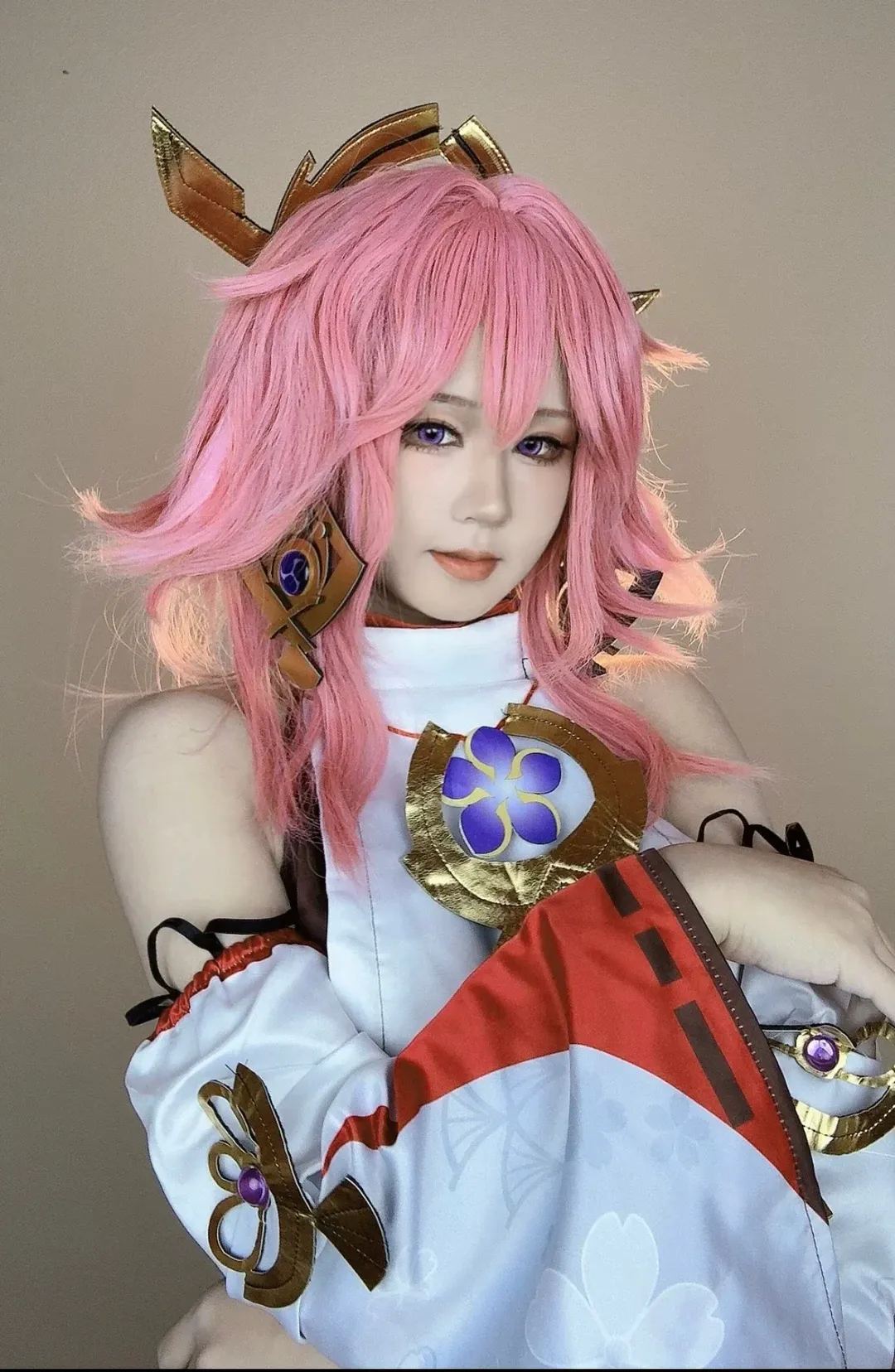 原神, 八重神子cos, cosplay日常, 粉色假髮, 紫色美瞳