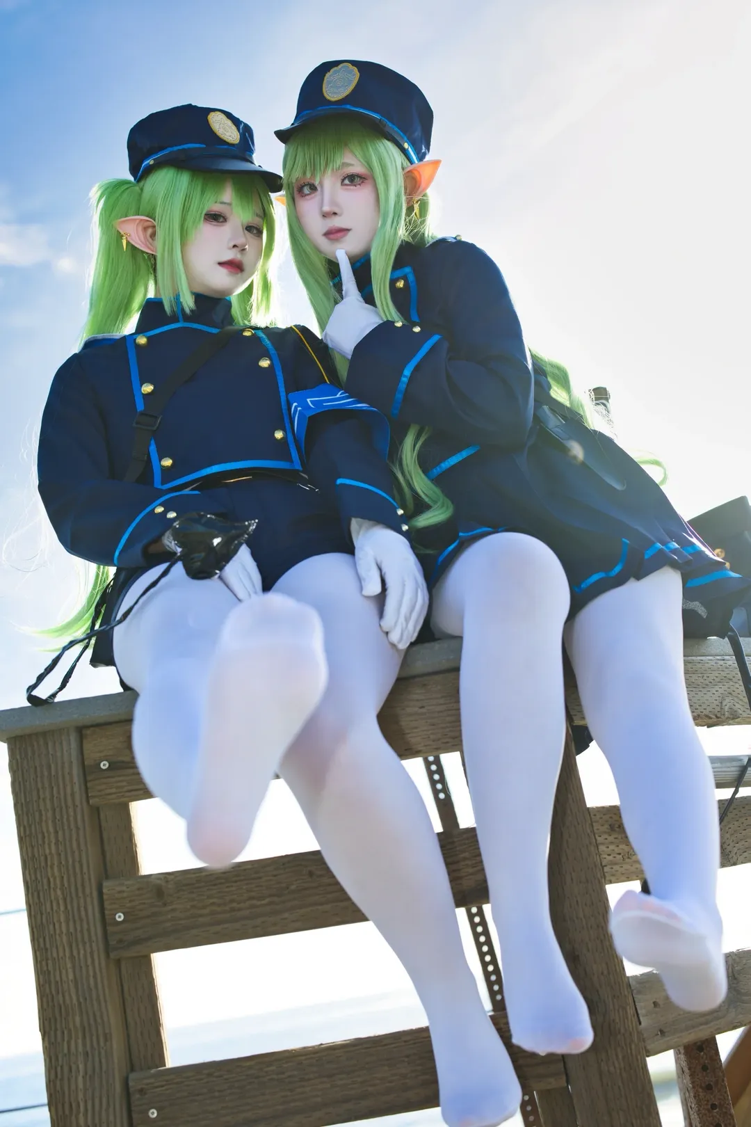 蔚蓝档案, 户外摄影, cosplay穿搭, 白丝cos, 铁道双子cos