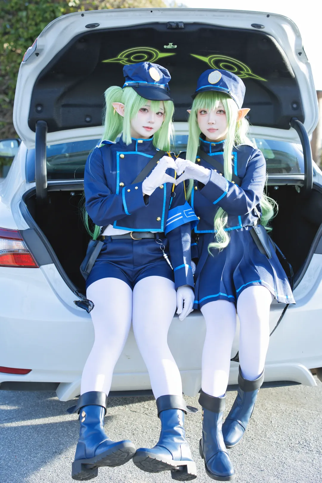 蔚蓝档案, cosplay摄影, 白丝穿搭, 铁道双子, 哈密瓜小孩cos