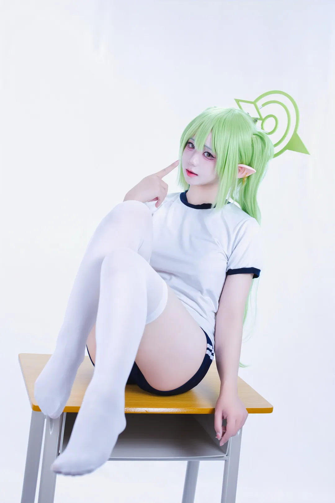 二次元摄影, 蔚蓝档案, 白丝穿搭, 体操服cos, 铁道双子cos