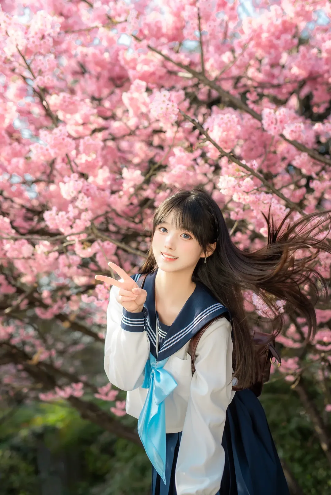 ポートレート, 桜フォトグラフ, 日本の制服, 明日ちゃんコスプレ, 明日ちゃんのセーラー服 - 3枚目