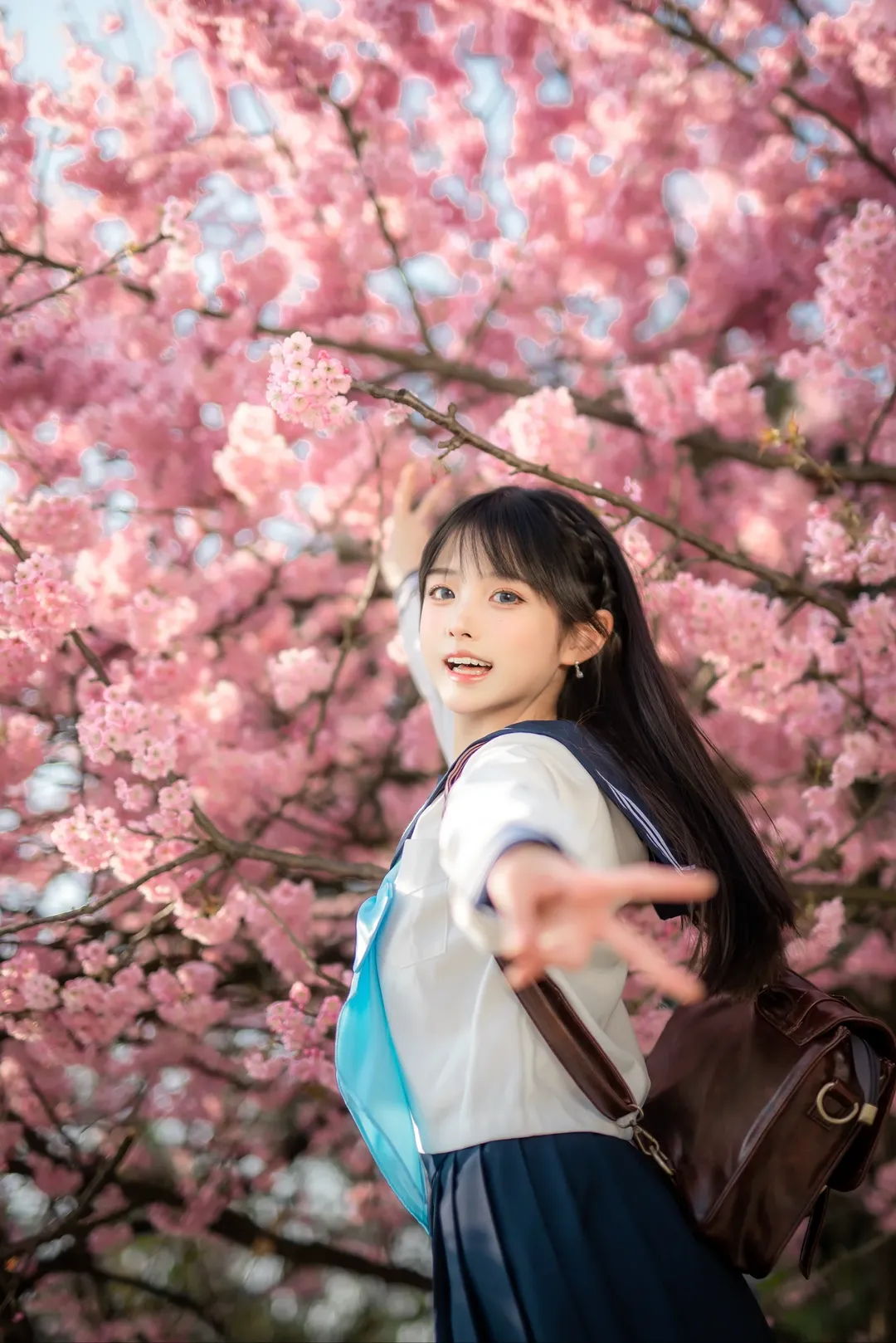 ポートレート, 桜フォトグラフ, 日本の制服, 明日ちゃんコスプレ, 明日ちゃんのセーラー服 - 4枚目