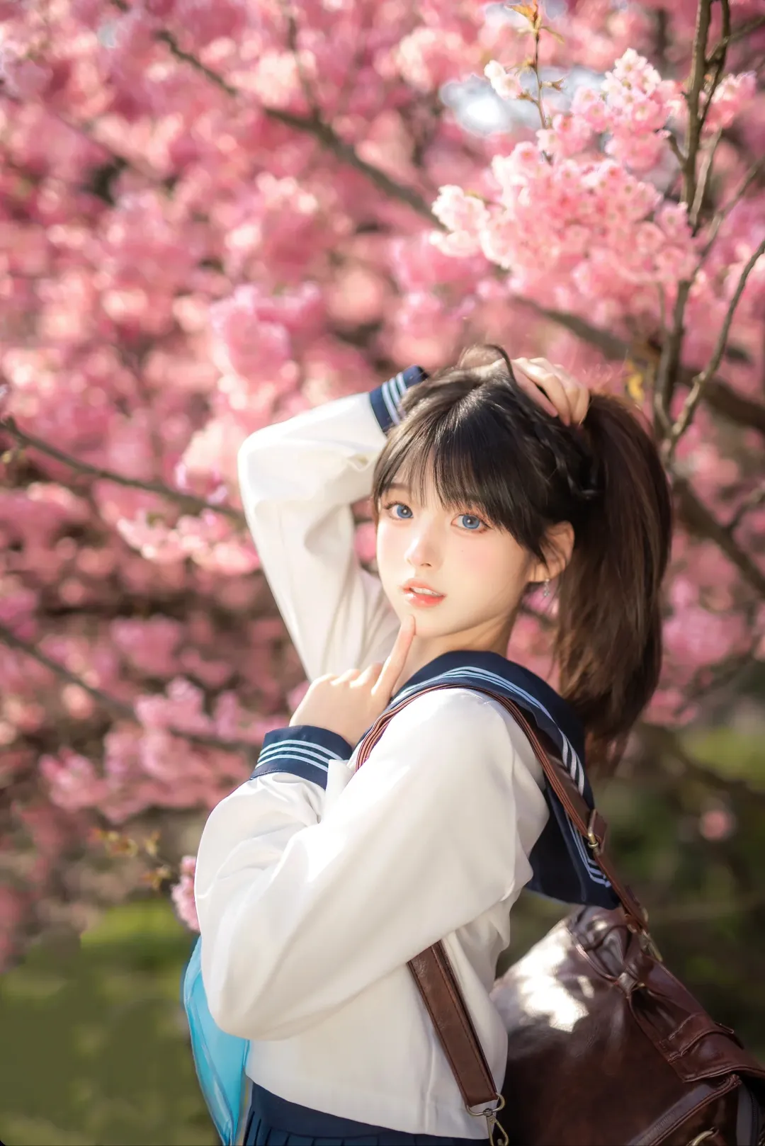 ポートレート, 桜フォトグラフ, 日本の制服, 明日ちゃんコスプレ, 明日ちゃんのセーラー服 - 6枚目