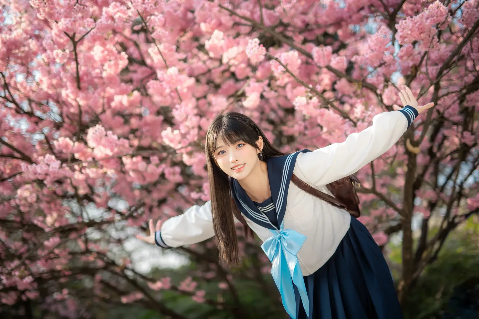 ポートレート, 桜フォトグラフ, 日本の制服, 明日ちゃんコスプレ, 明日ちゃんのセーラー服 - 7枚目