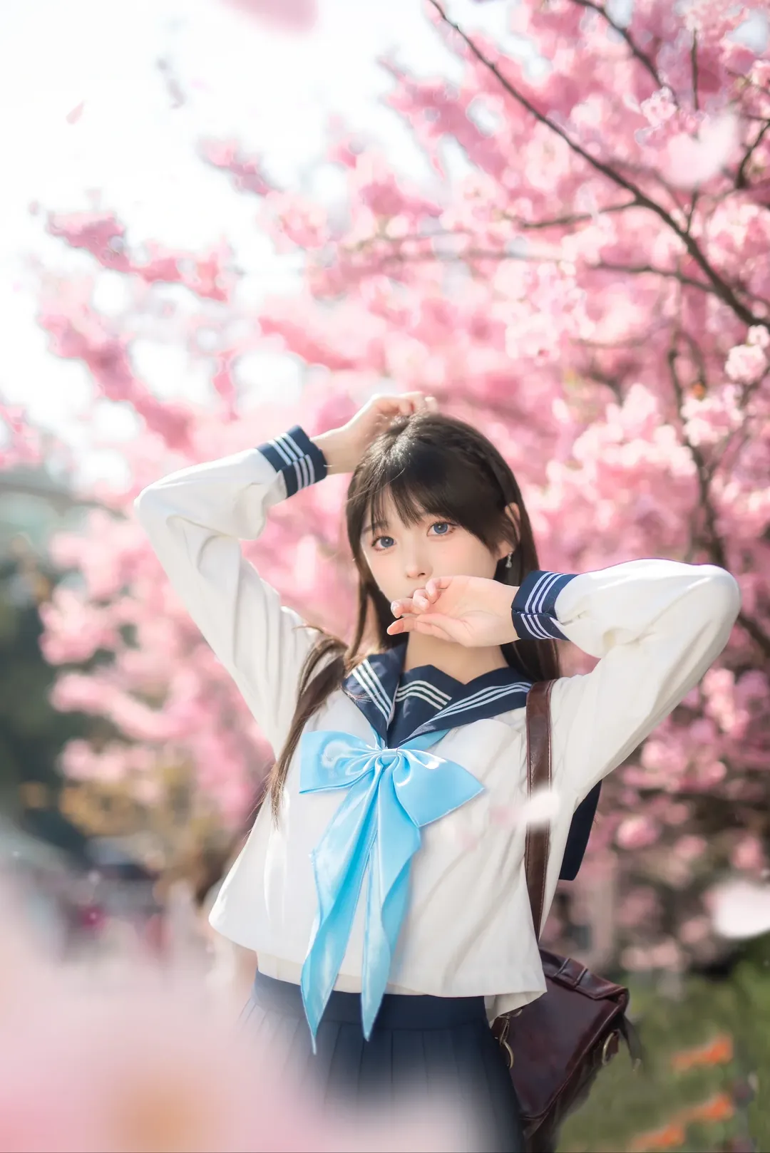 ポートレート, 桜フォトグラフ, 日本の制服, 明日ちゃんコスプレ, 明日ちゃんのセーラー服 - 8枚目