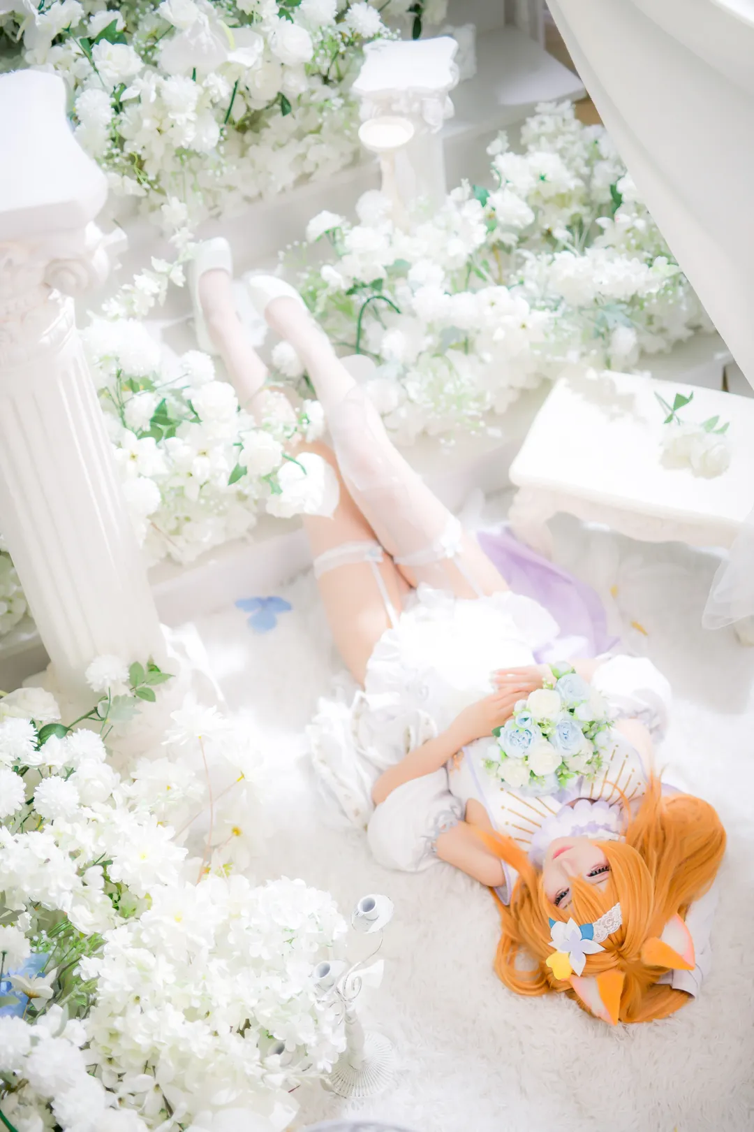 蔚蓝档案, 花嫁cos, 伊落玛丽cos, 白丝吊带袜, 上海二次元摄影 - 第4张