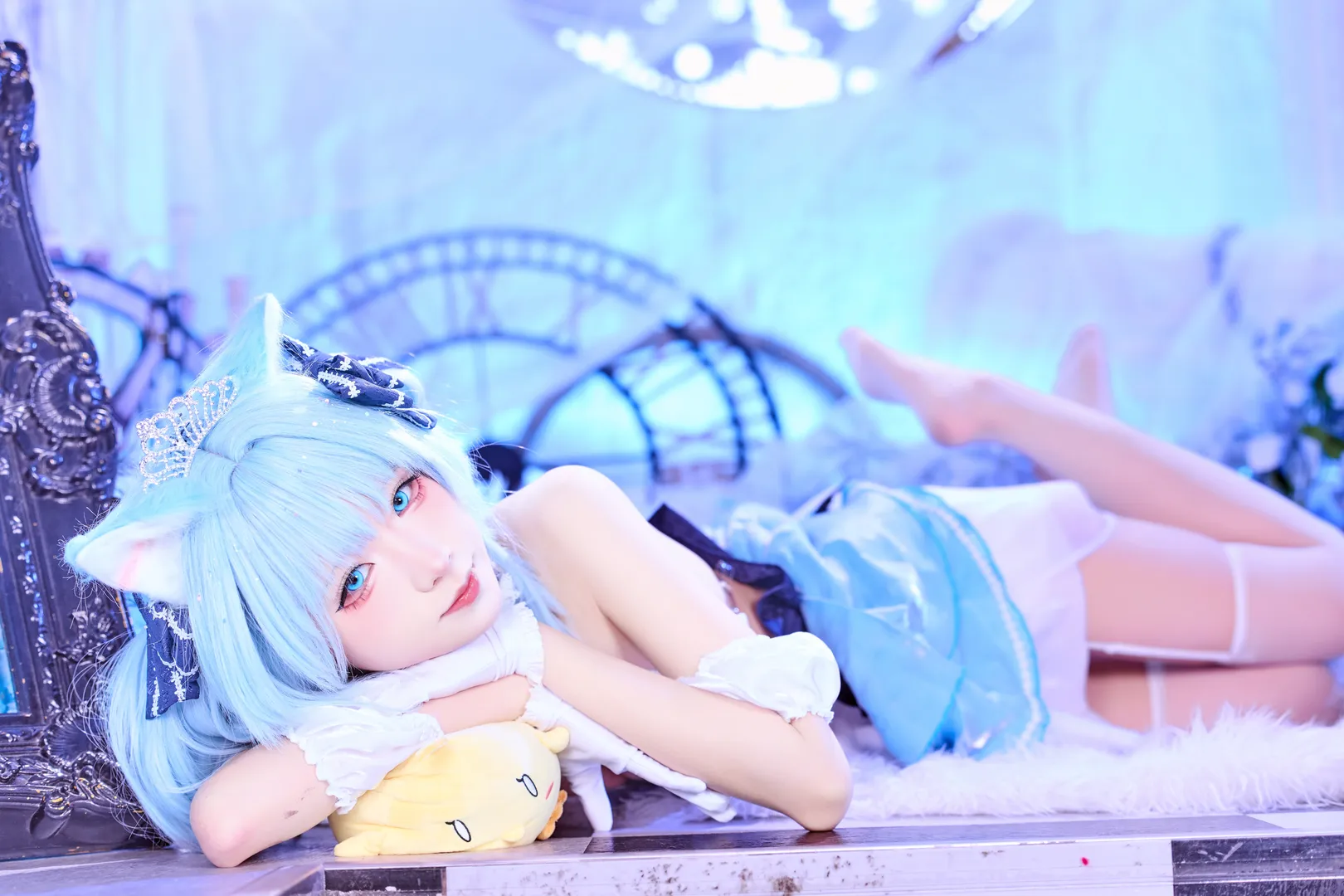 碧蓝航线, 凉波cos, cosplay摄影, 丝袜穿搭, 蓝色治愈系 - 第3张