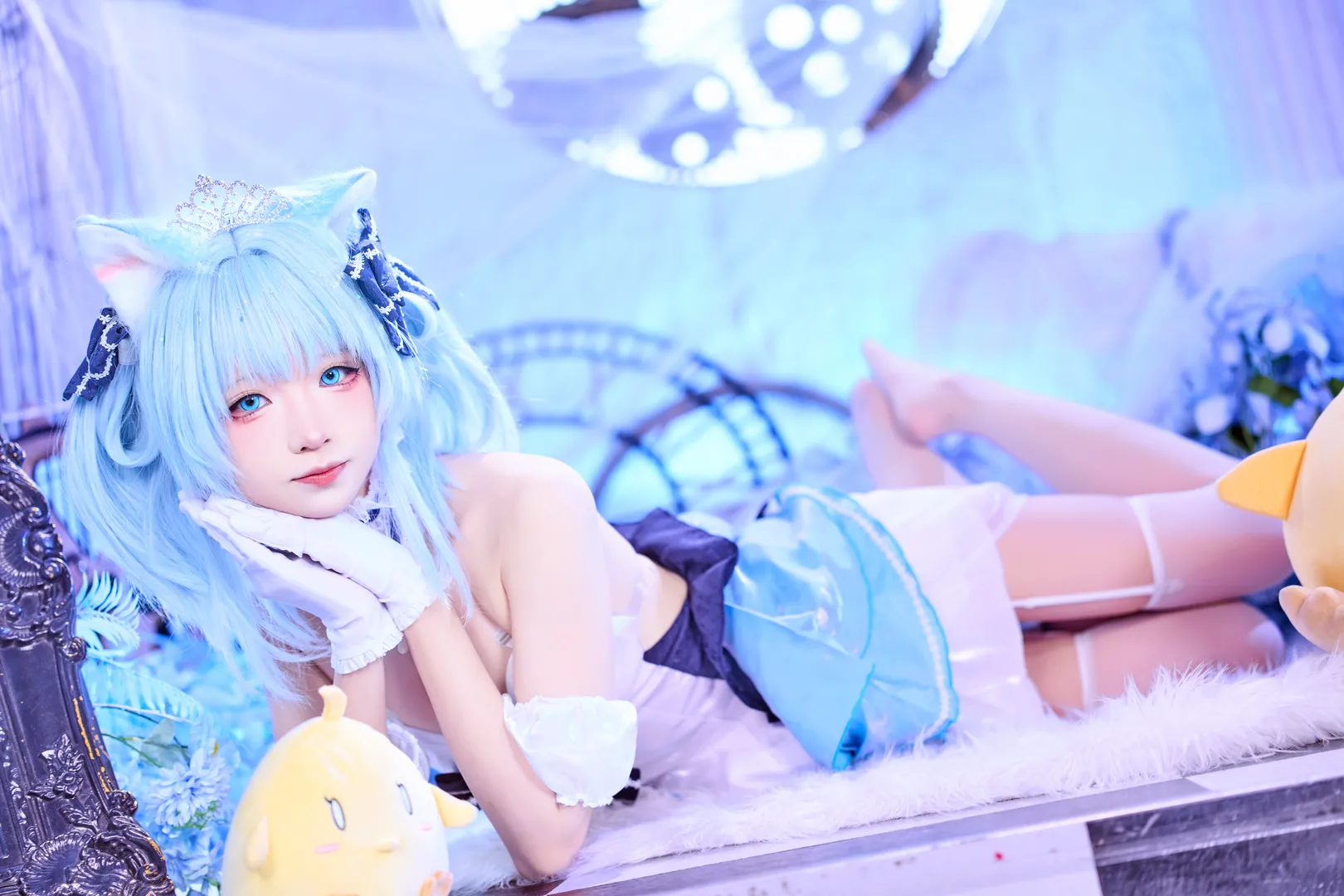 碧藍航線, 涼波cos, cosplay攝影, 絲襪穿搭, 藍色治癒系