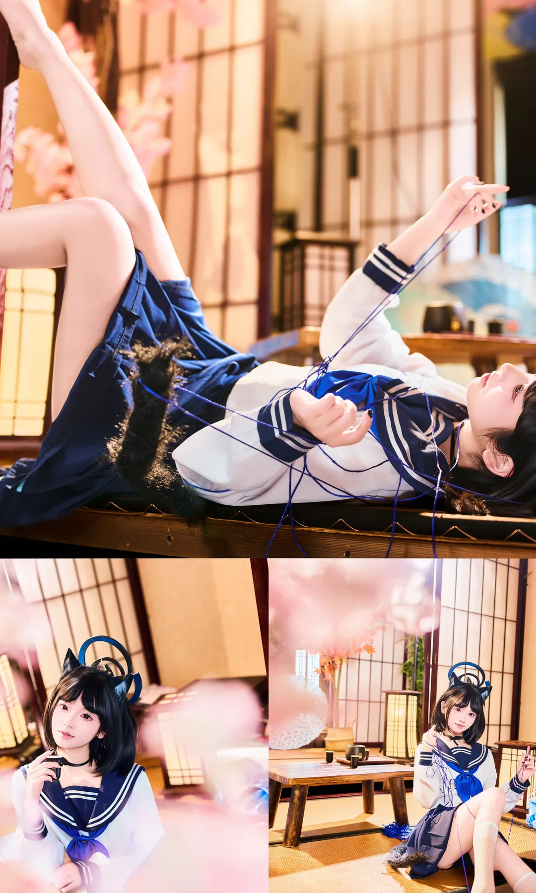 蔚蓝档案, 和风摄影, 桐生桔梗cos, 水手服, 猫娘cos - 第2张
