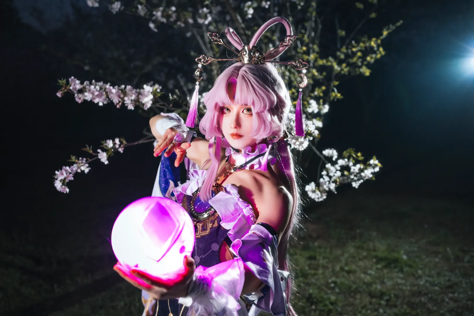 崩坏星穹铁道, 符玄cos, 白丝穿搭, 古风cos摄影, 中秋限定cosplay - 第1张