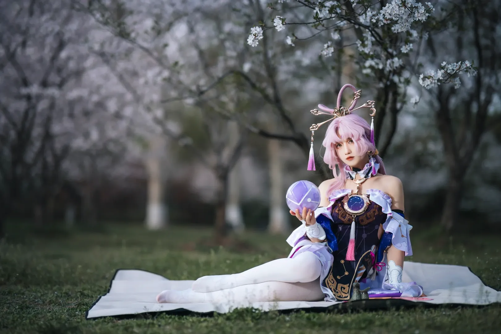 崩坏星穹铁道, 符玄cos, 白丝穿搭, 古风cos摄影, 中秋限定cosplay - 第2张