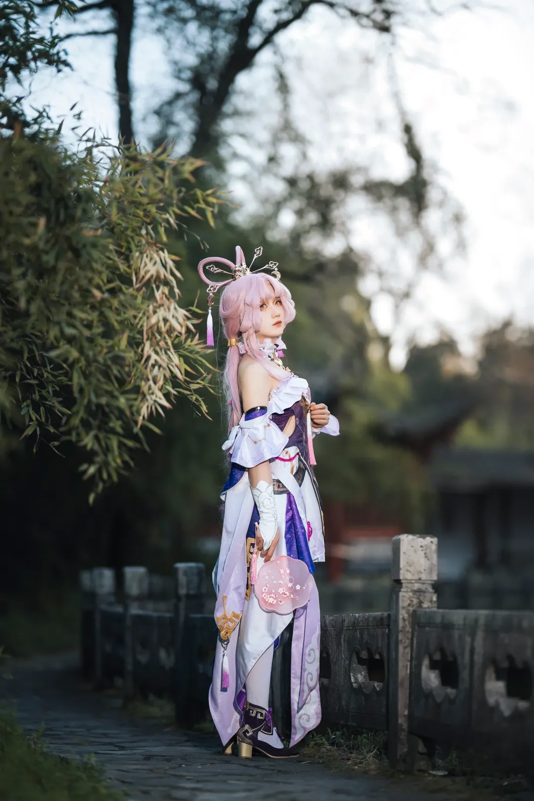 崩坏星穹铁道, 符玄cos, 白丝穿搭, 古风cos摄影, 中秋限定cosplay - 第4张