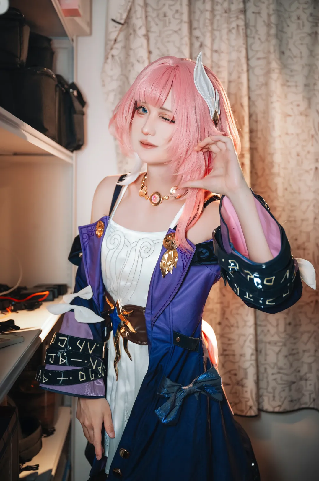 昔涟cos, 崩坏星穹铁道, 二次元cosplay, 粉色假发, 角色试妆 - 第1张