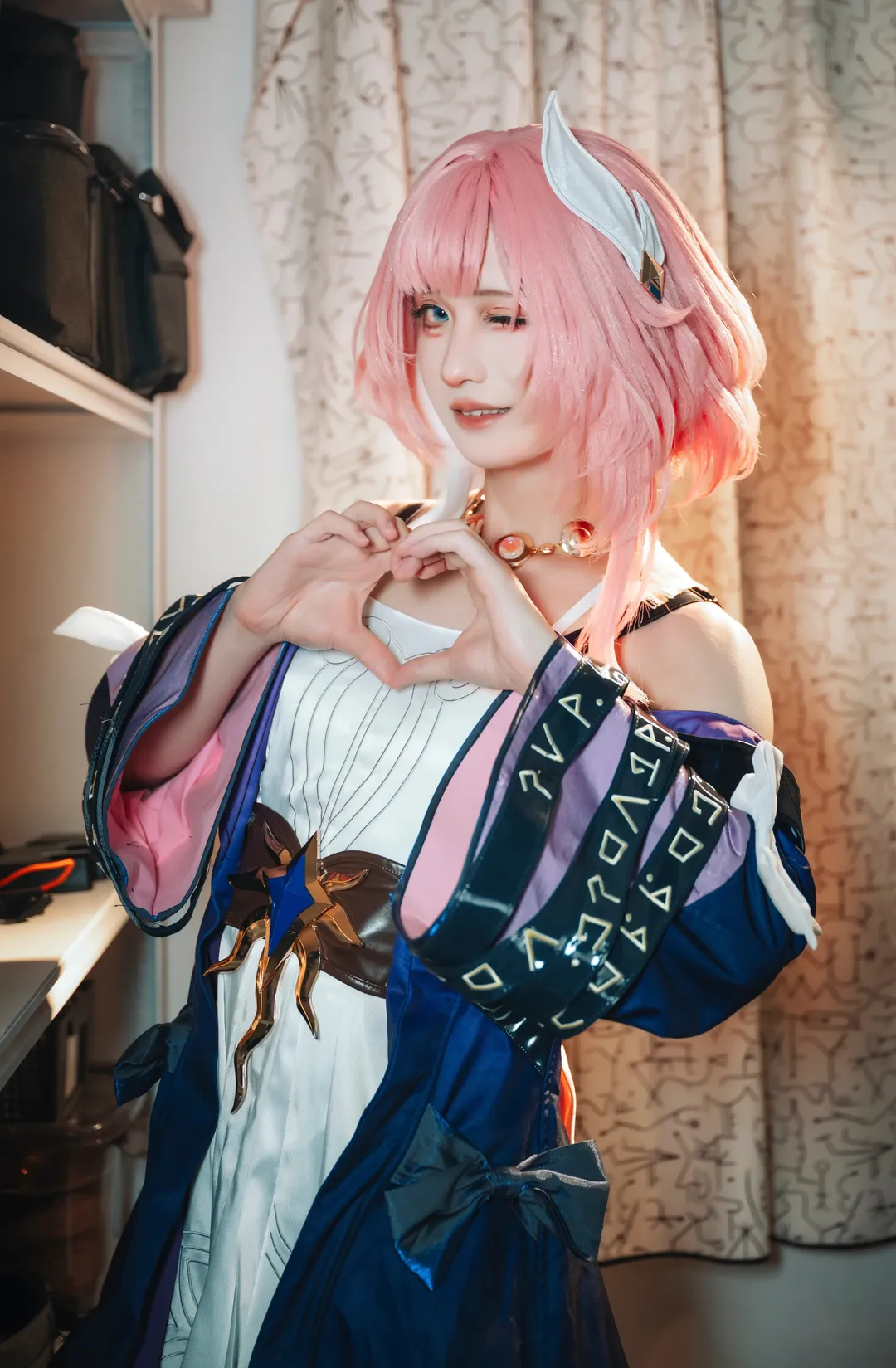 昔涟cos, 崩坏星穹铁道, 二次元cosplay, 粉色假发, 角色试妆 - 第2张