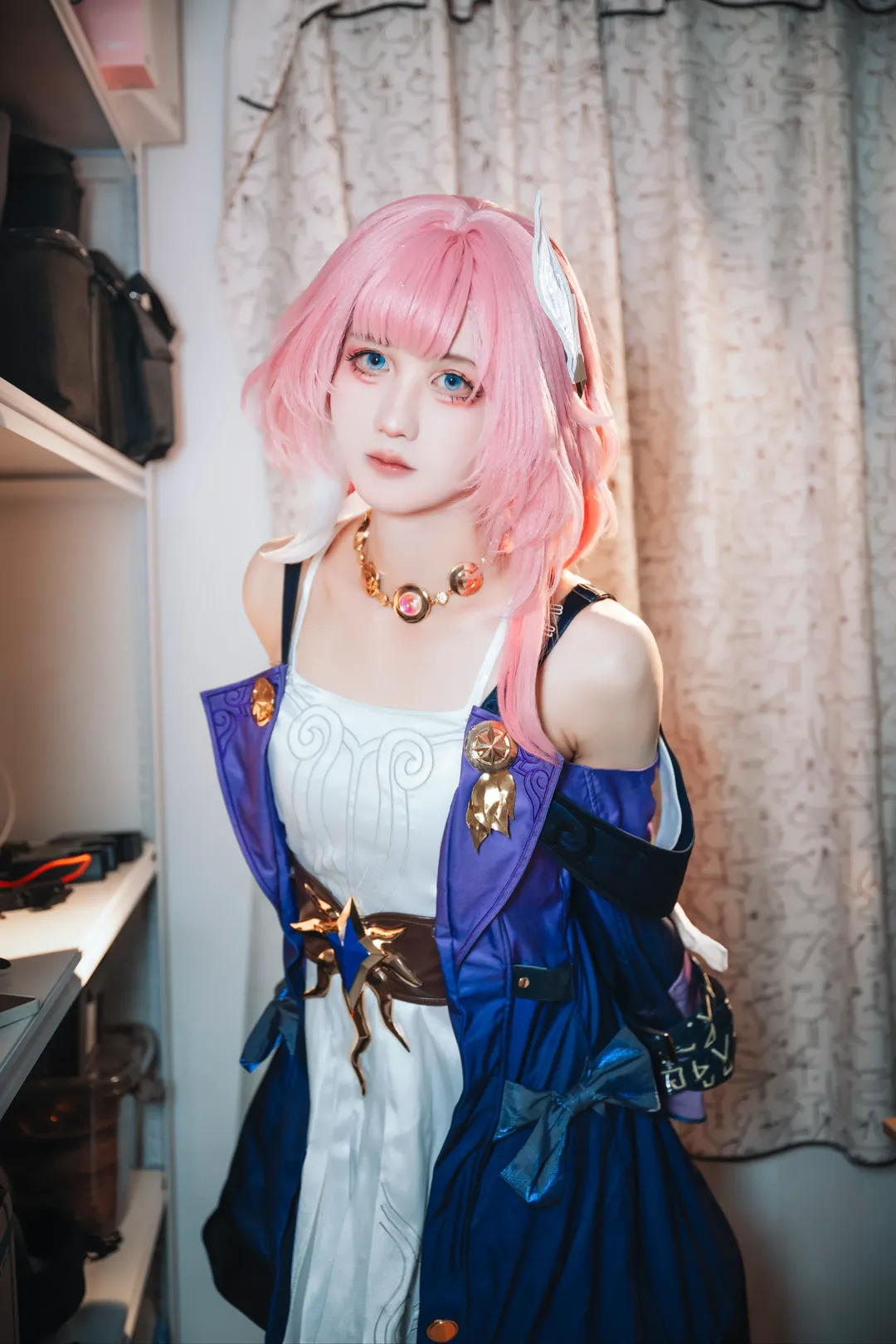 昔涟cos, 崩坏星穹铁道, 粉色假发, cosplay试妆, 蓝色美瞳 - 第4张
