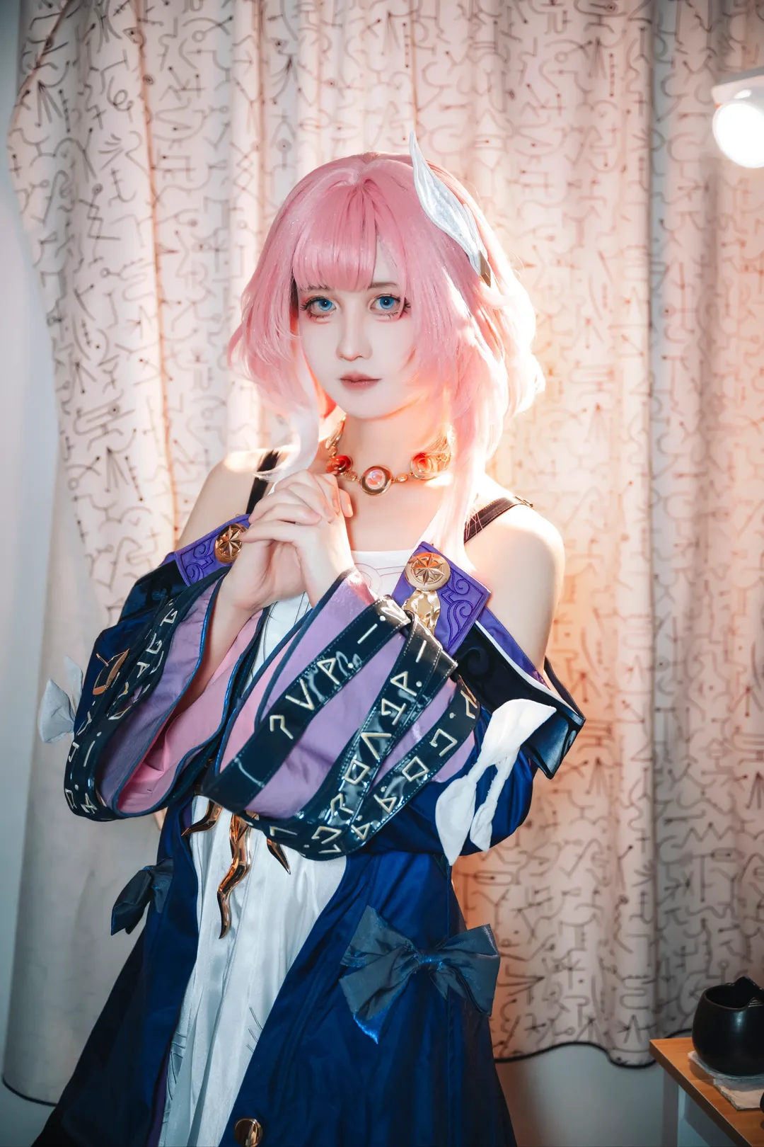昔涟cos, 崩坏星穹铁道, 粉色假发, cosplay试妆, 蓝色美瞳 - 第5张