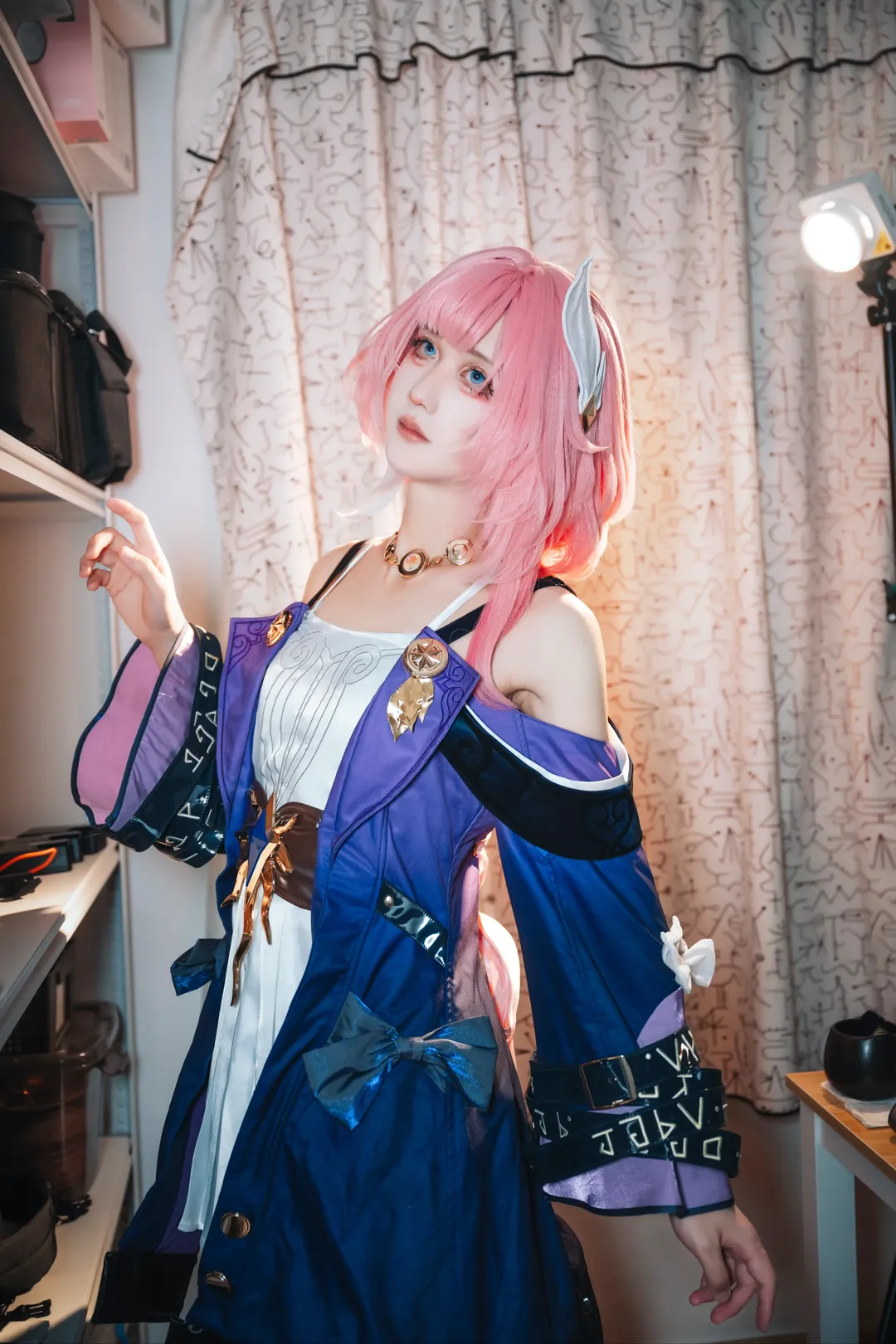 昔涟cos, 崩坏星穹铁道, 粉色假发, cosplay试妆, 蓝色美瞳 - 第6张