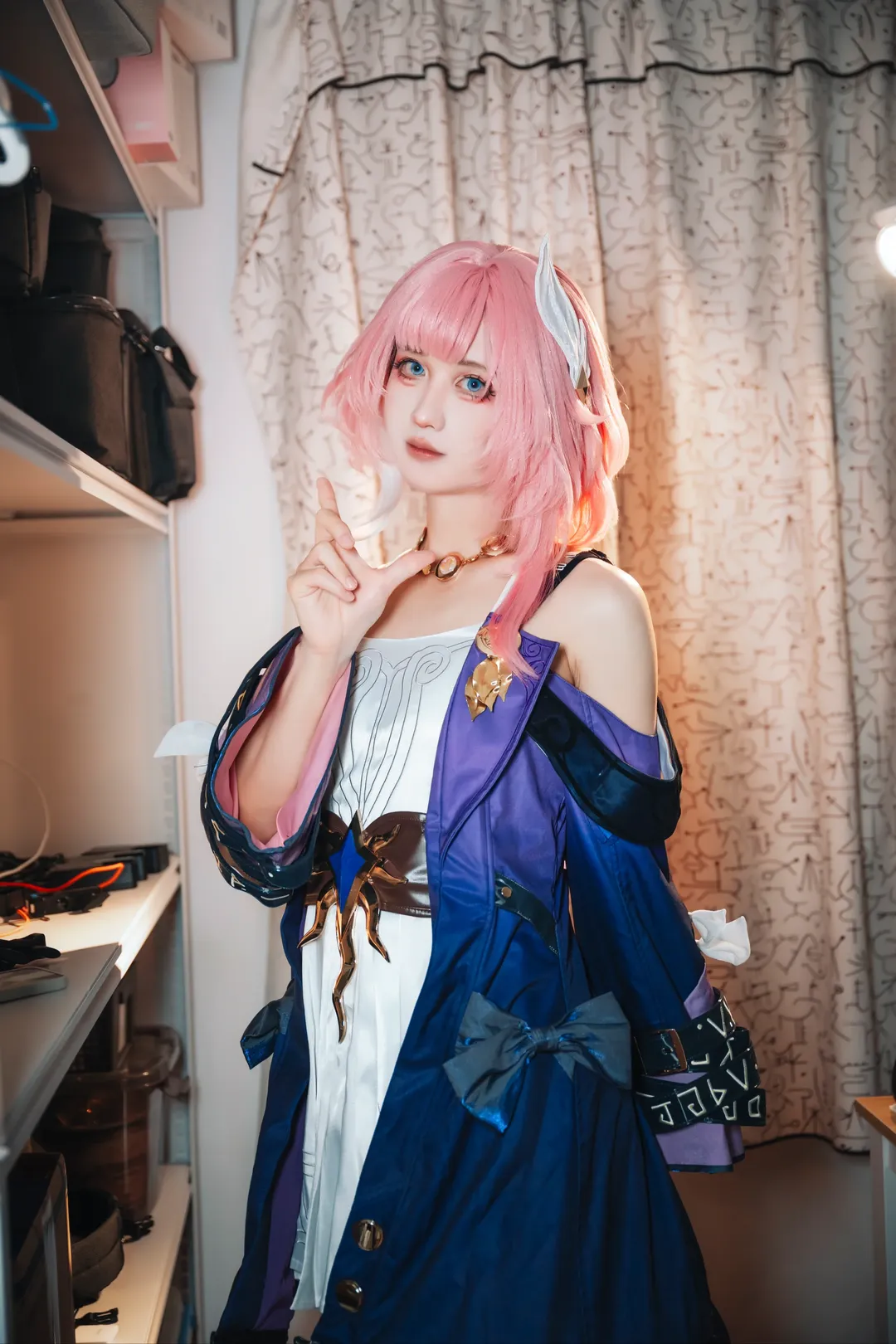 昔涟cos, 崩坏星穹铁道, 粉色假发, cosplay试妆, 蓝色美瞳 - 第7张