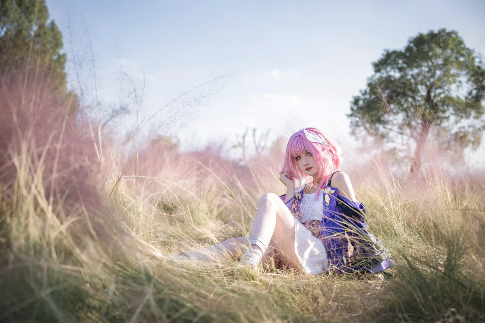 昔涟cos, 崩坏星穹铁道, 户外摄影, 粉发少女, cosplay日常 - 第1张