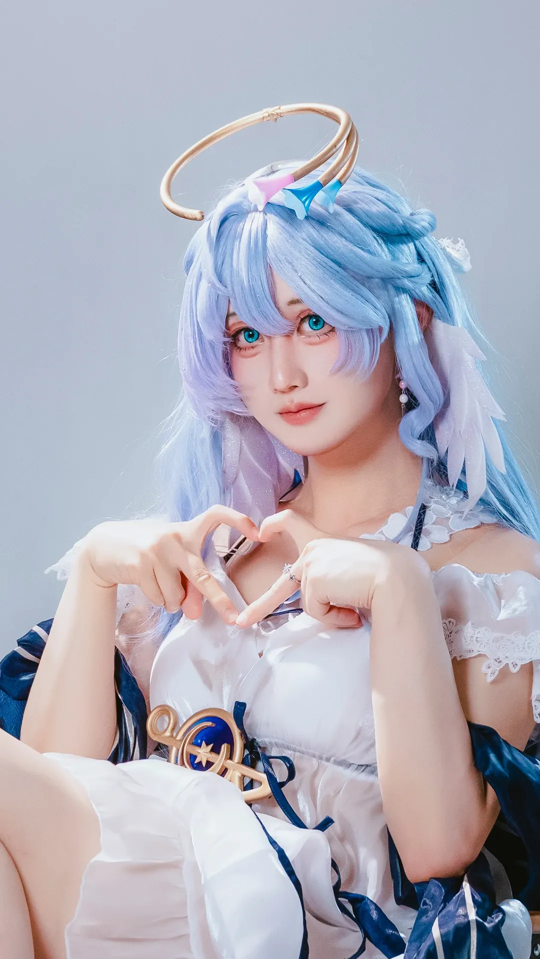崩壊：スターレイル, ロビン コスプレ, コスプレ日常, 天使の輪, 水色のウィッグ - 1枚目