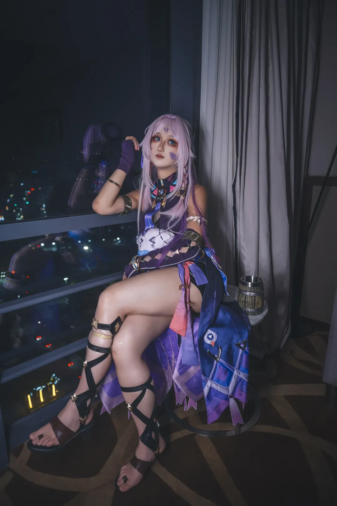 原神, 茜特菈莉cos, 夜景人像, cosplay摄影, 绑带穿搭