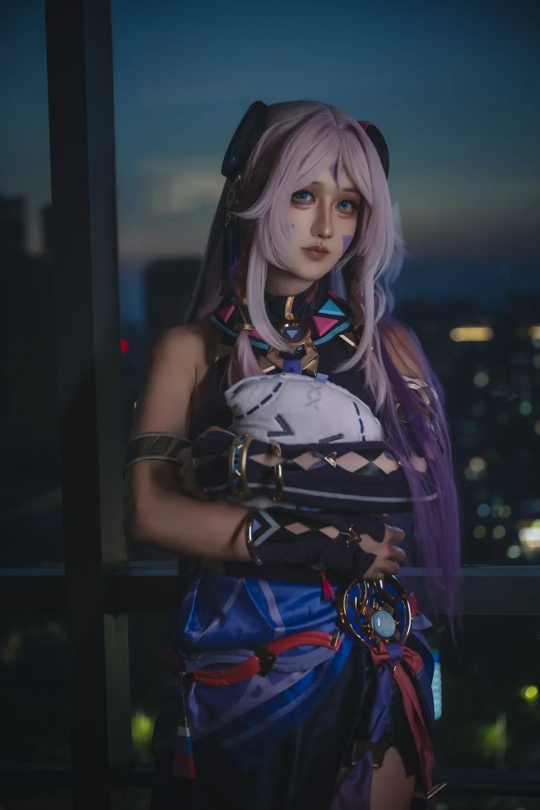 原神, 茜特菈莉cos, 夜景人像, cosplay摄影, 绑带穿搭 - 第3张