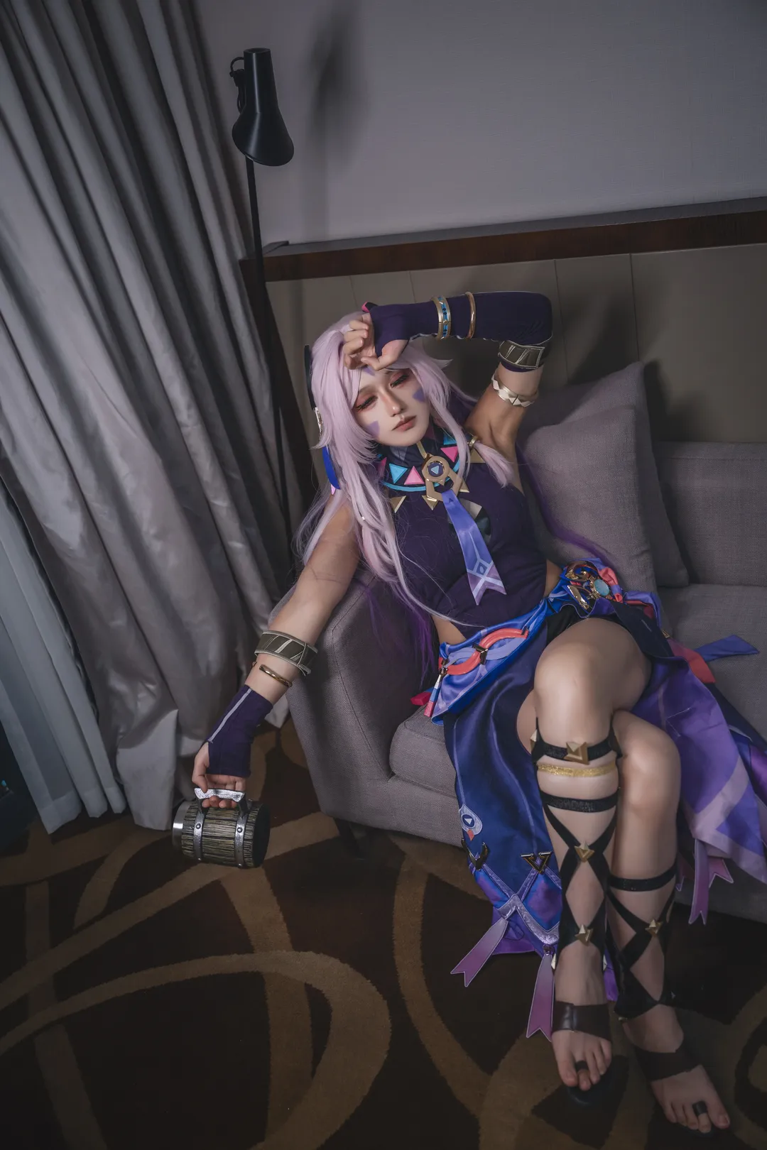 原神, 茜特菈莉cos, 夜景人像, cosplay摄影, 绑带穿搭 - 第4张