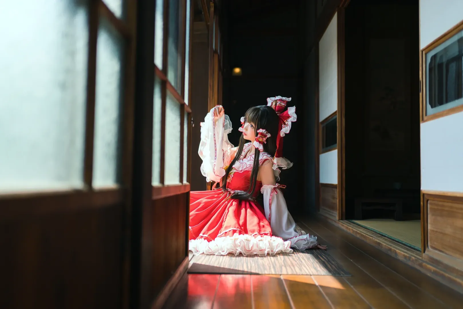 博丽灵梦cos, 东方project, 日式庭院, cosplay摄影, 足利 - 第5张