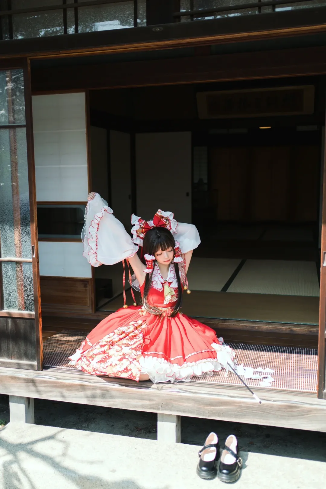 博丽灵梦cos, 东方project, 日式庭院, cosplay摄影, 足利 - 第6张